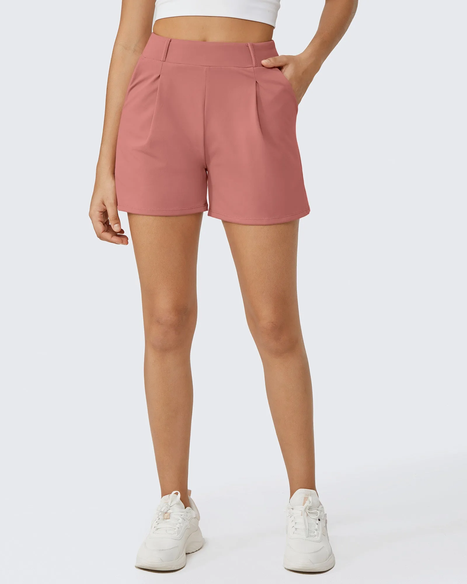 EverGoing High-Waist Belted Pleated Casual Dressy Shorts sold by G4free product image thumbnail 5