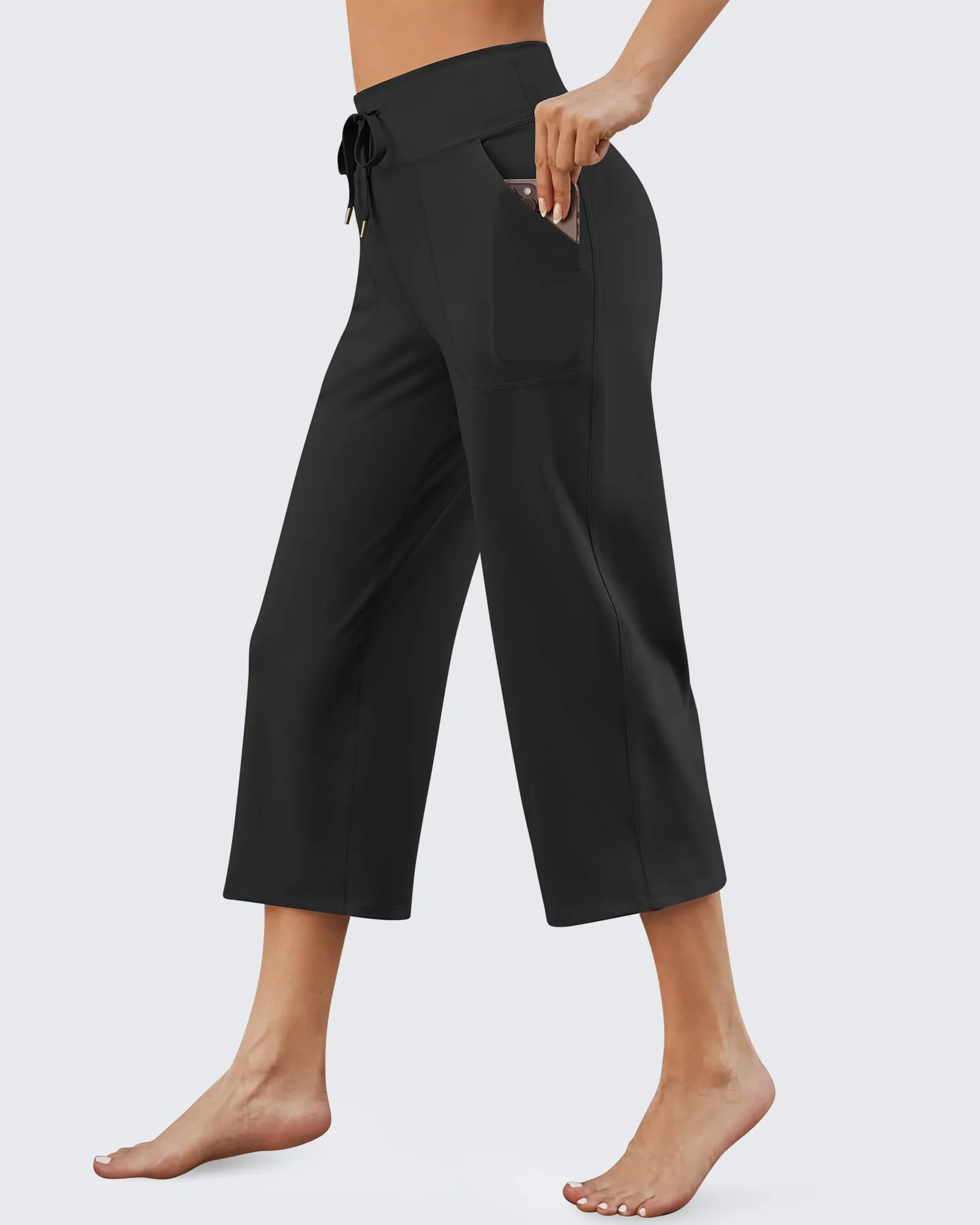 EverGoing Wide Leg High-Rise Drawstring Capris Pants sold by G4free product image thumbnail 2