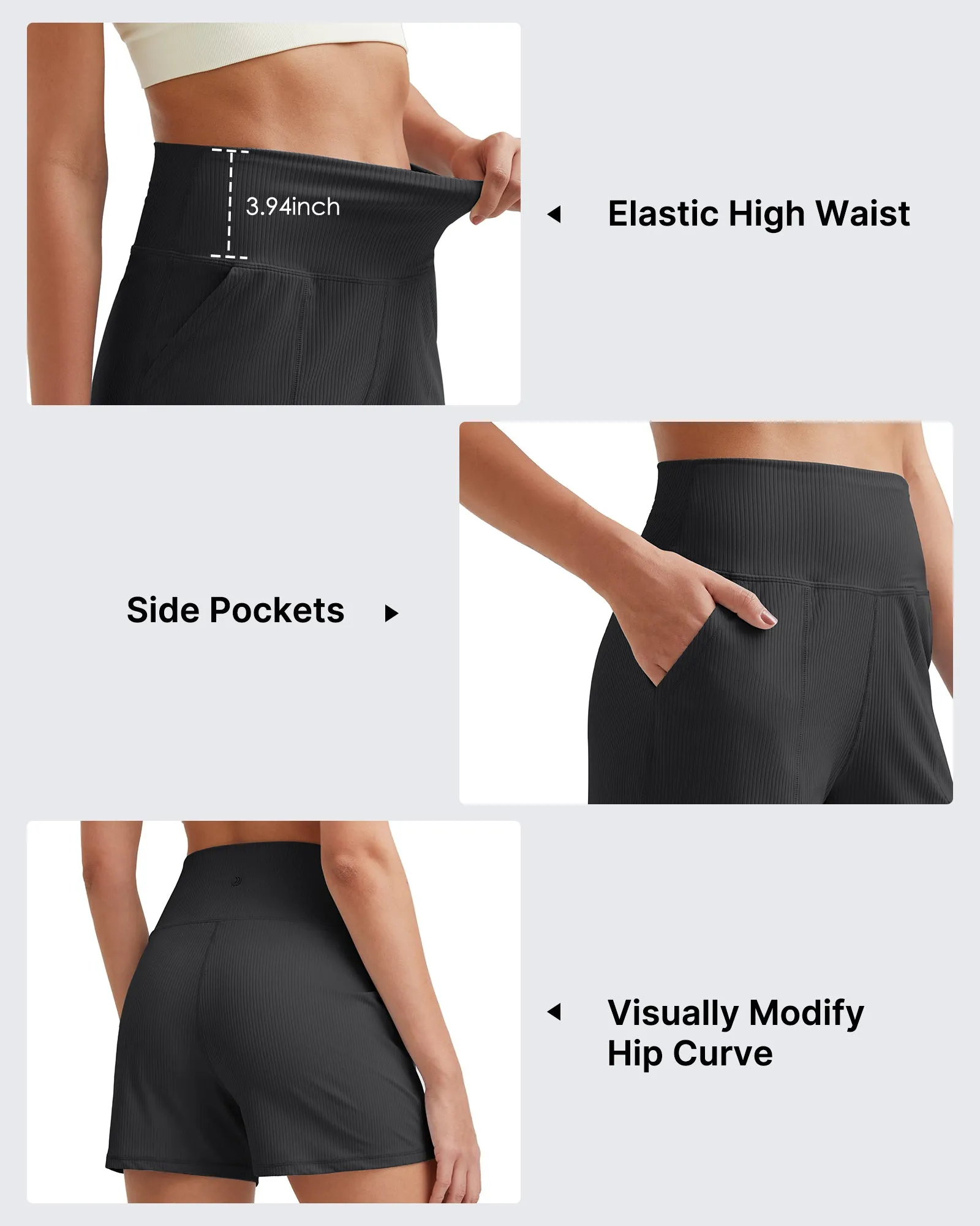 Ribbed Mid-Rise Seamless Work Shorts sold by G4free product image thumbnail 3