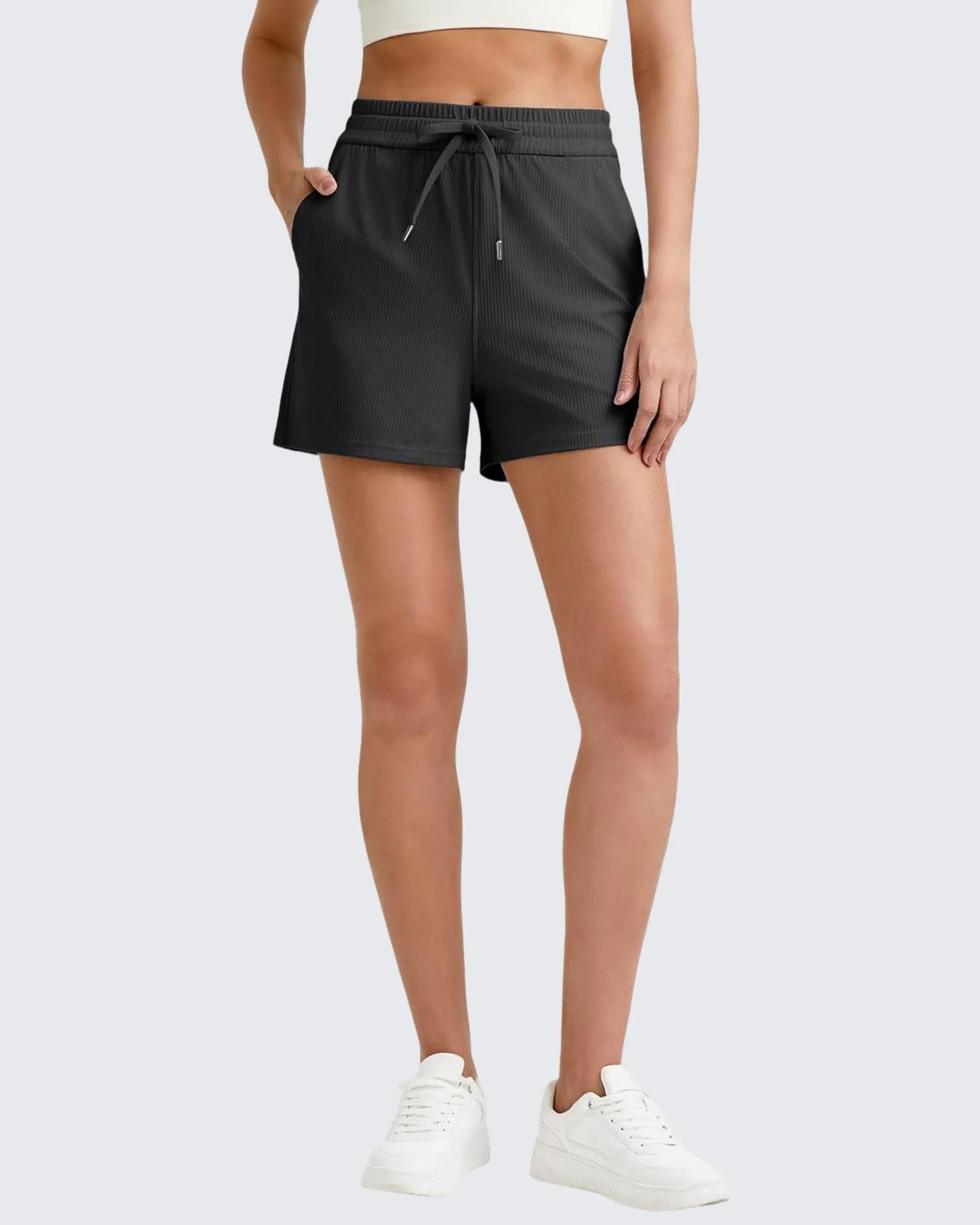 Ribbed Mid-Rise Drawstring Shorts sold by G4free product image thumbnail 5