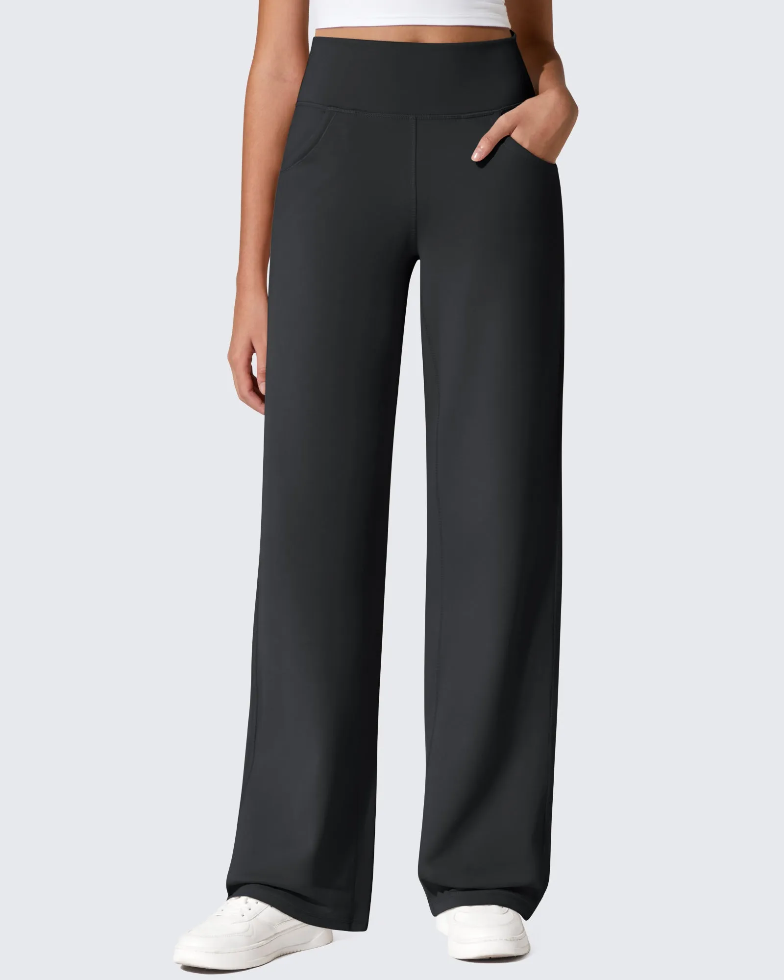 Fleece Lined High-Waist Wide Leg Thermal Trousers sold by G4free product image thumbnail 4
