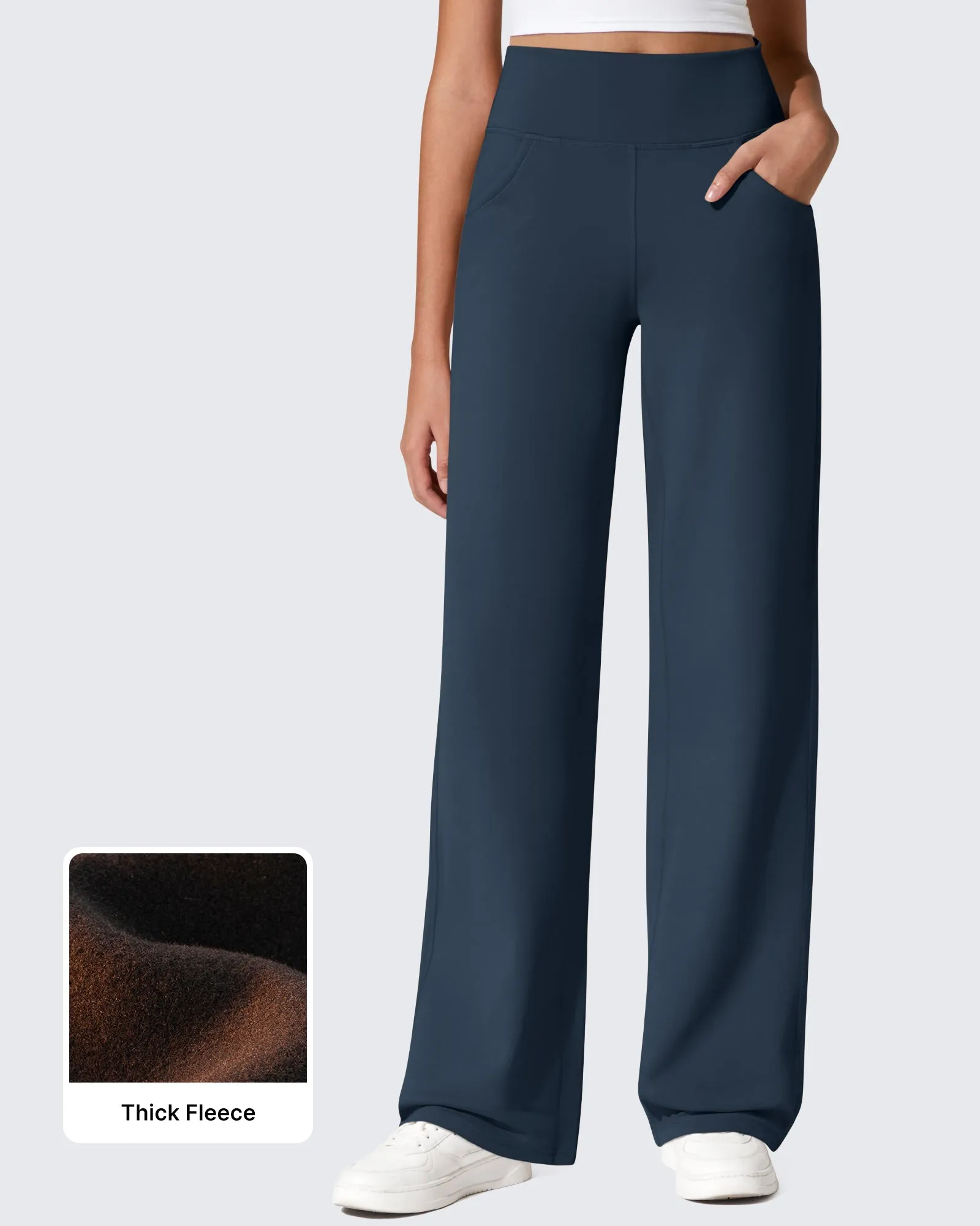 Fleece Lined High-Waist Wide Leg Thermal Trousers sold by G4free product image thumbnail 3
