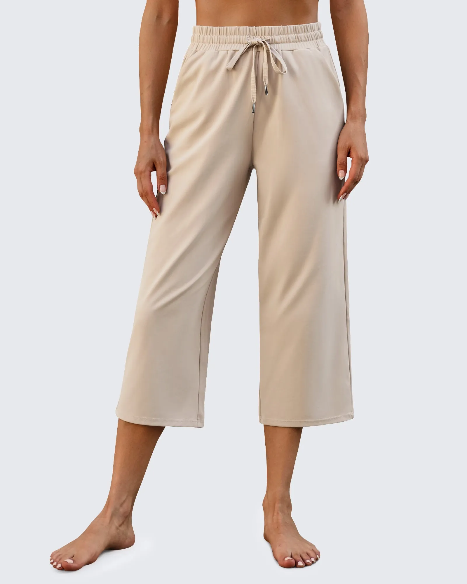EverGoing Wide Leg Mid-Waist Drawstring Capris Pants sold by G4free product image thumbnail 4