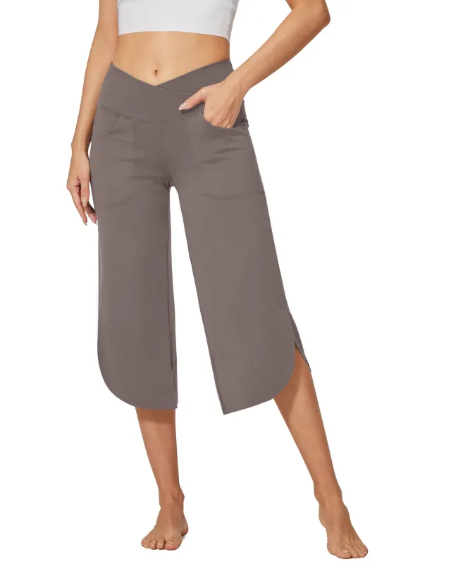 Wide Leg High-Waisted Crossover Capri Work Pants 21 sold by G4free