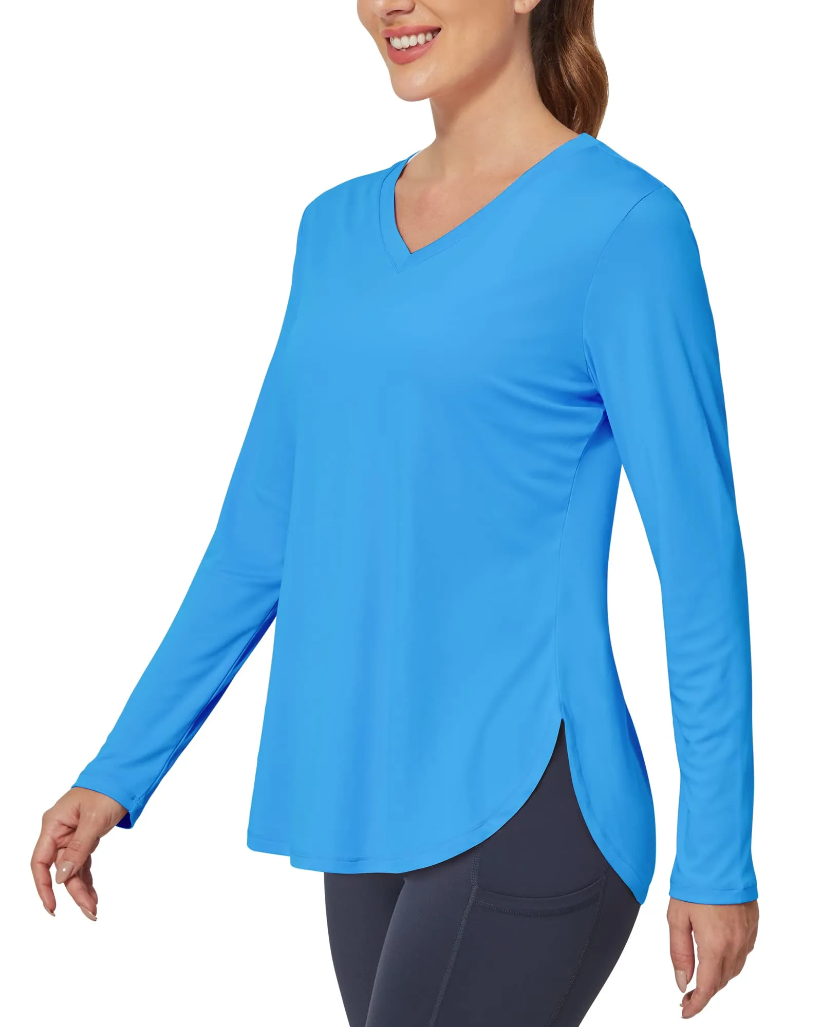 Lightweight V Neck Sun Long Sleeve Workout Shirts Tops sold by G4free product image thumbnail 4