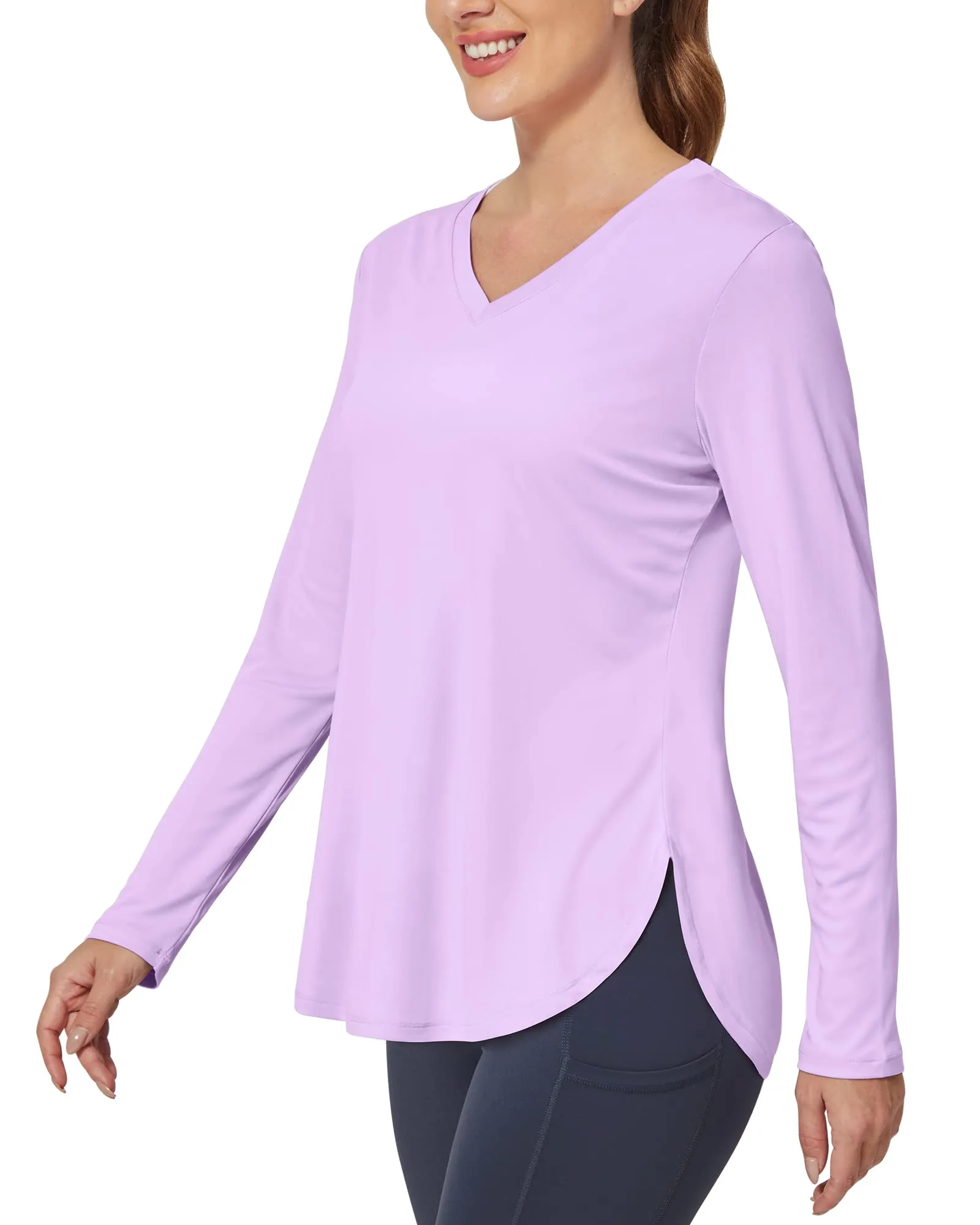 Lightweight V Neck Sun Long Sleeve Workout Shirts Tops sold by G4free product image thumbnail 5