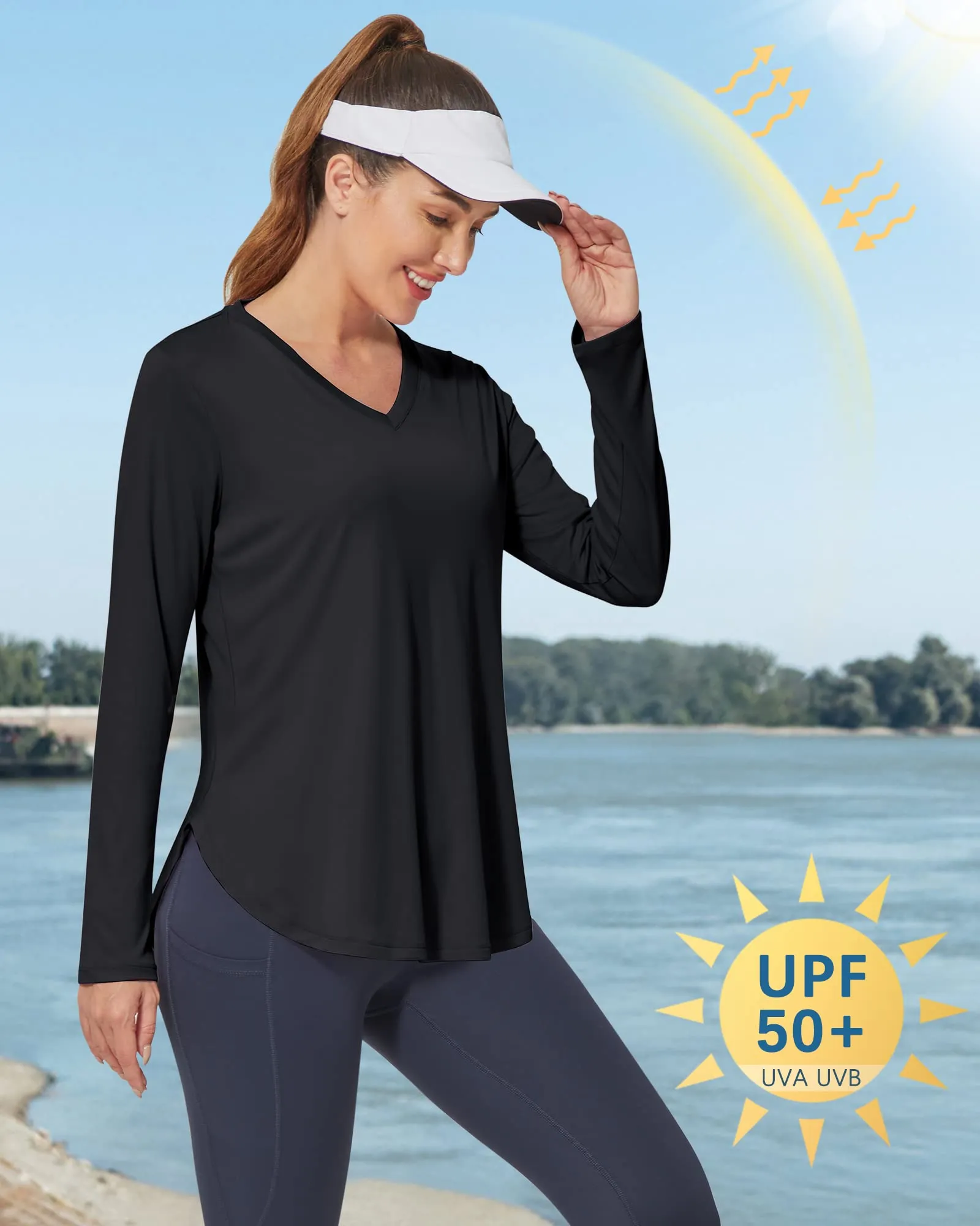 Lightweight V Neck Sun Long Sleeve Workout Shirts Tops sold by G4free product image thumbnail 3