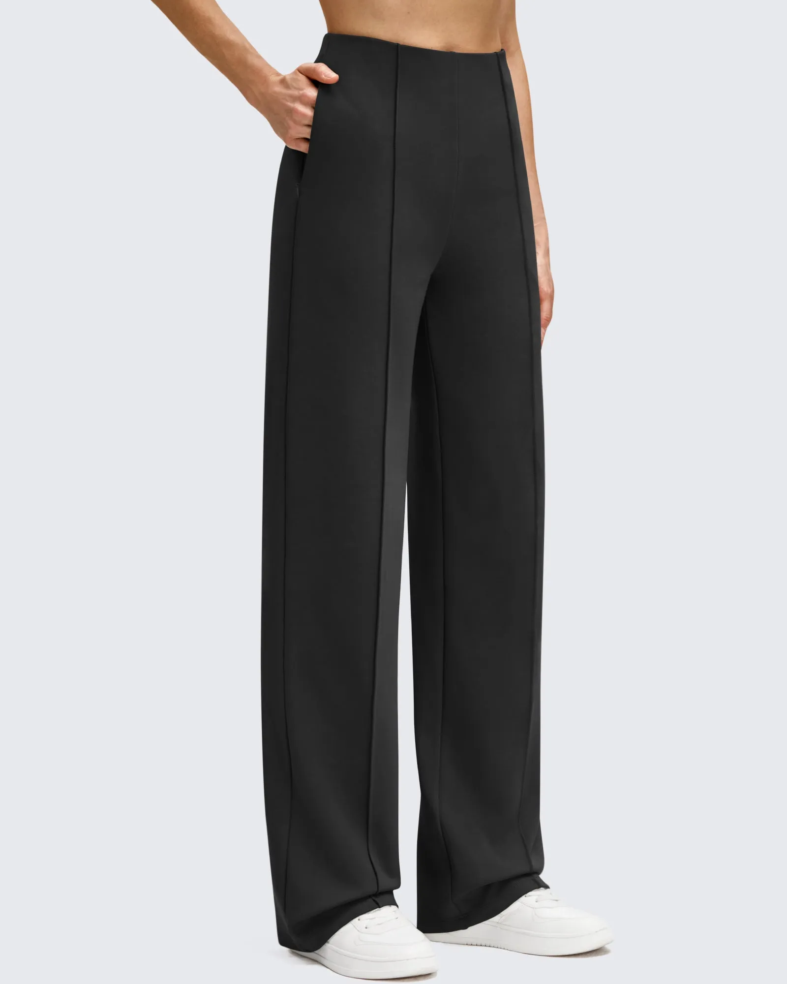Business Front Pleats Wide Leg Fleece Lined Pants sold by G4free product image thumbnail 2