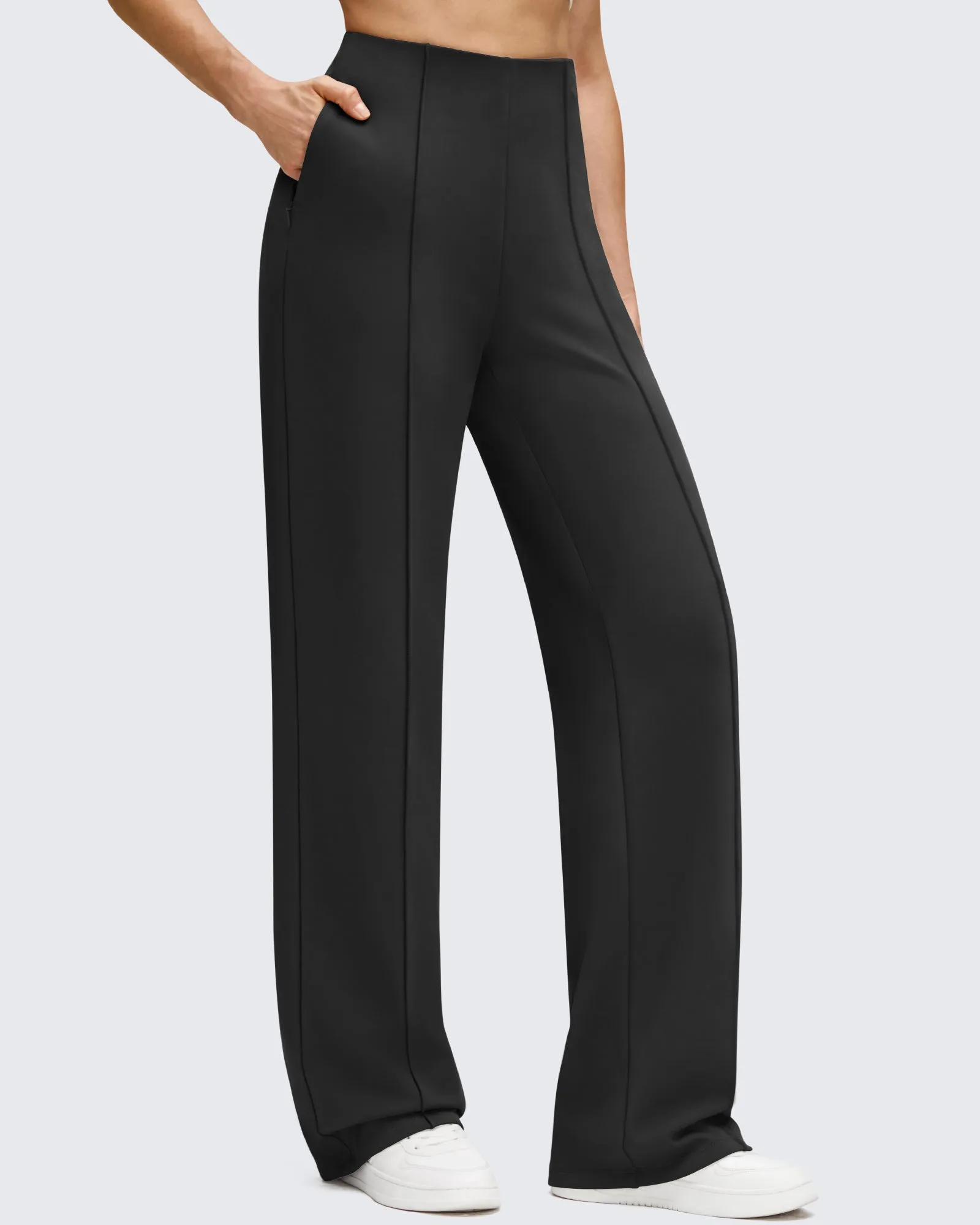 Business Front Pleats Wide Leg Fleece Lined Pants sold by G4free product image thumbnail 3