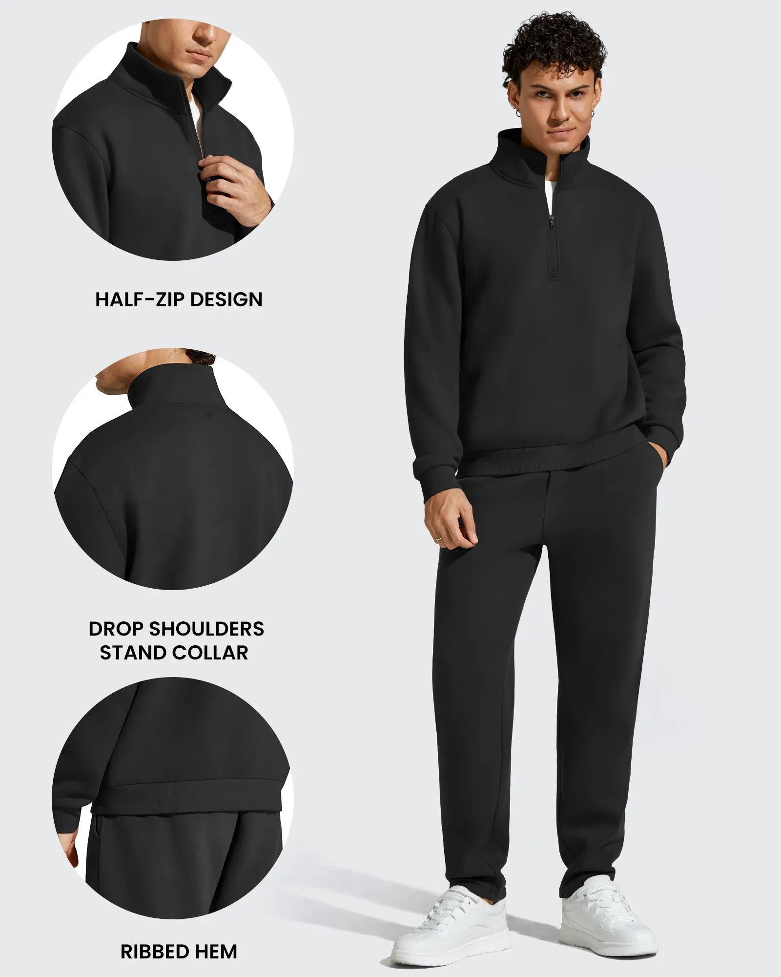 Flurrylux Men's Fleece Lined Half Zip Pullover Hoodies sold by G4free product image thumbnail 4