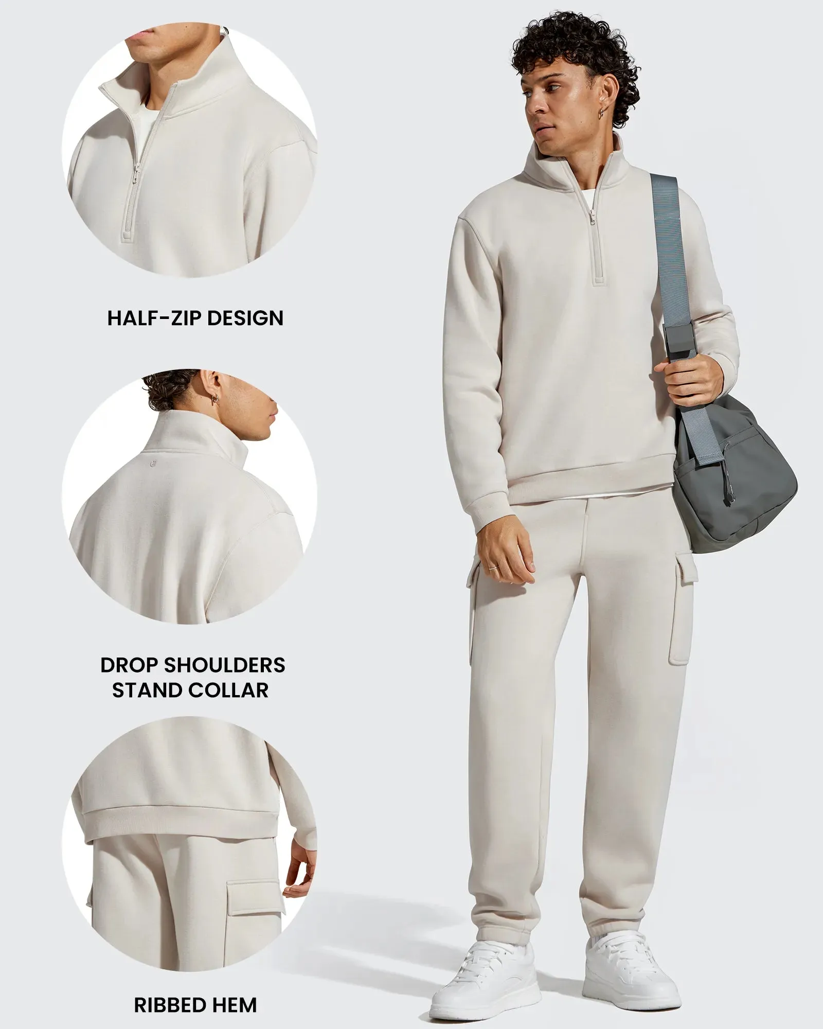 Flurrylux Men's Fleece Lined Half Zip Pullover Hoodies sold by G4free product image thumbnail 5