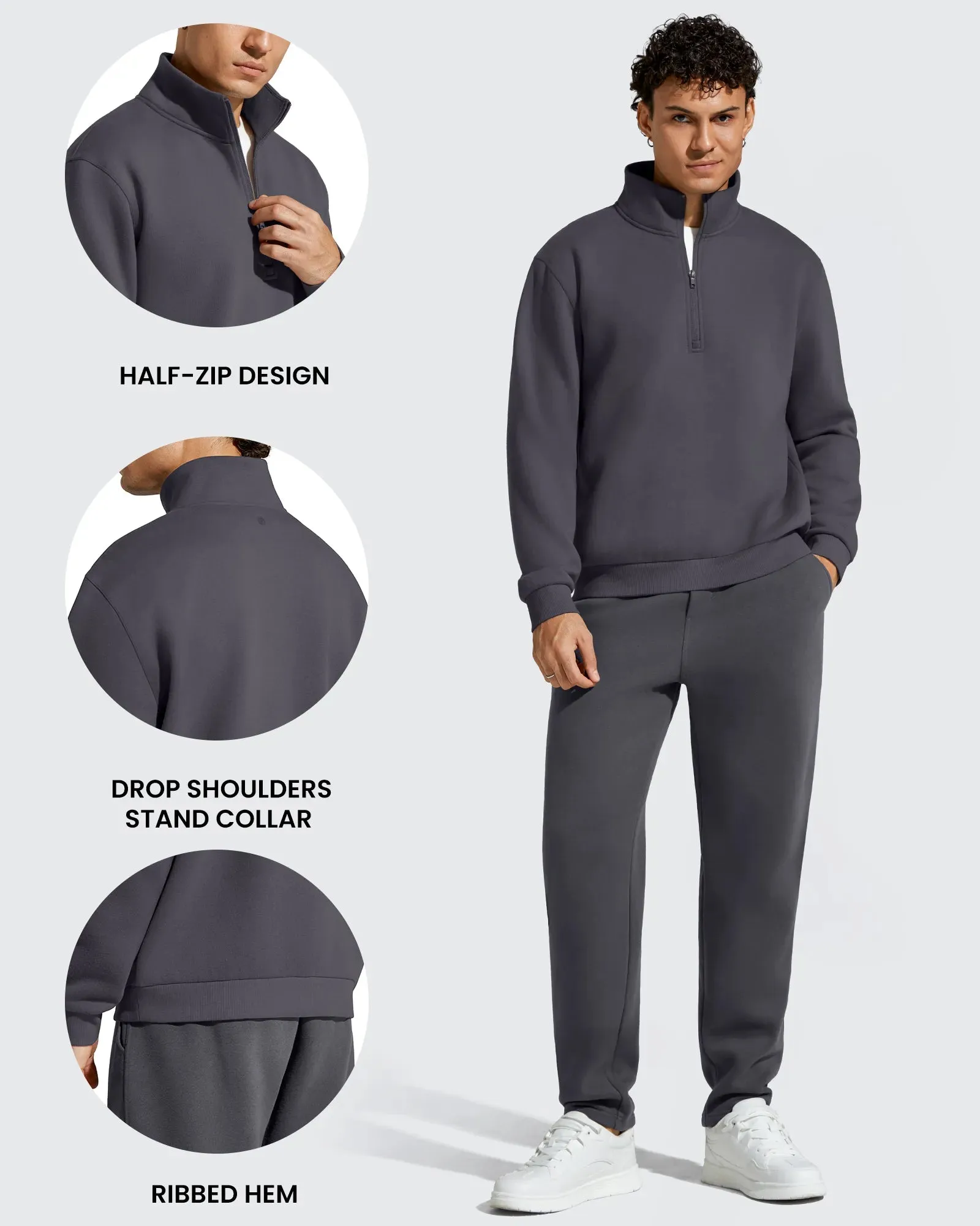 Flurrylux Men's Fleece Lined Half Zip Pullover Hoodies sold by G4free product image thumbnail 3