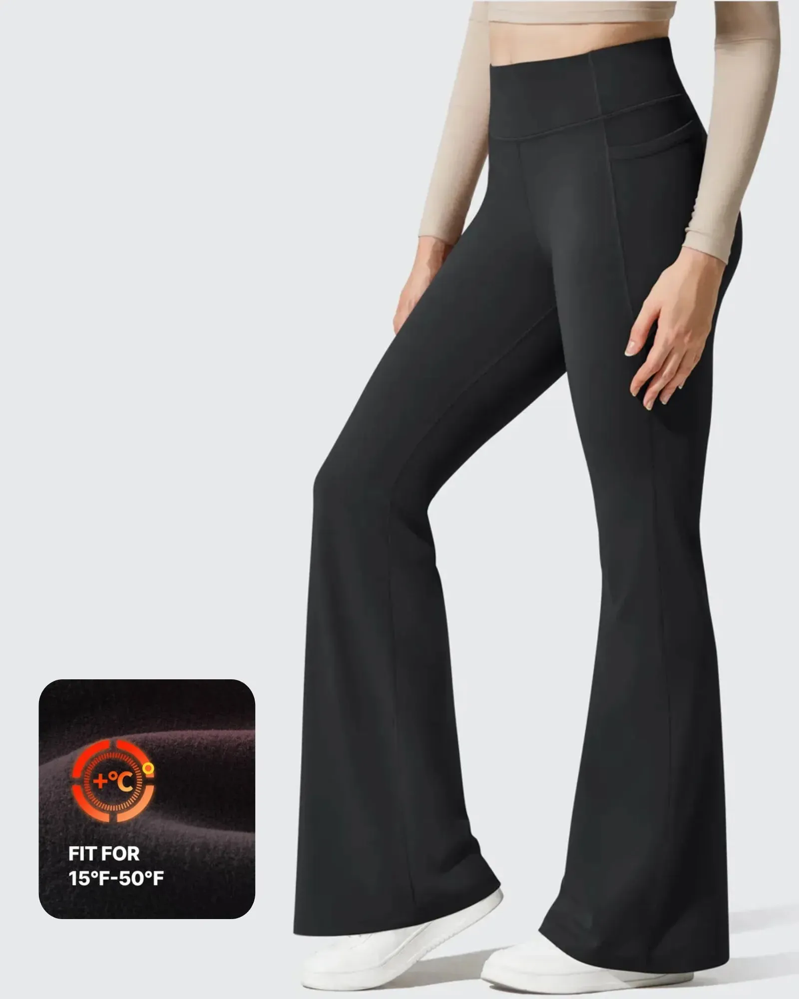 Barefeel Fleece Lined High Waist Flare Yoga Leggings sold by G4free