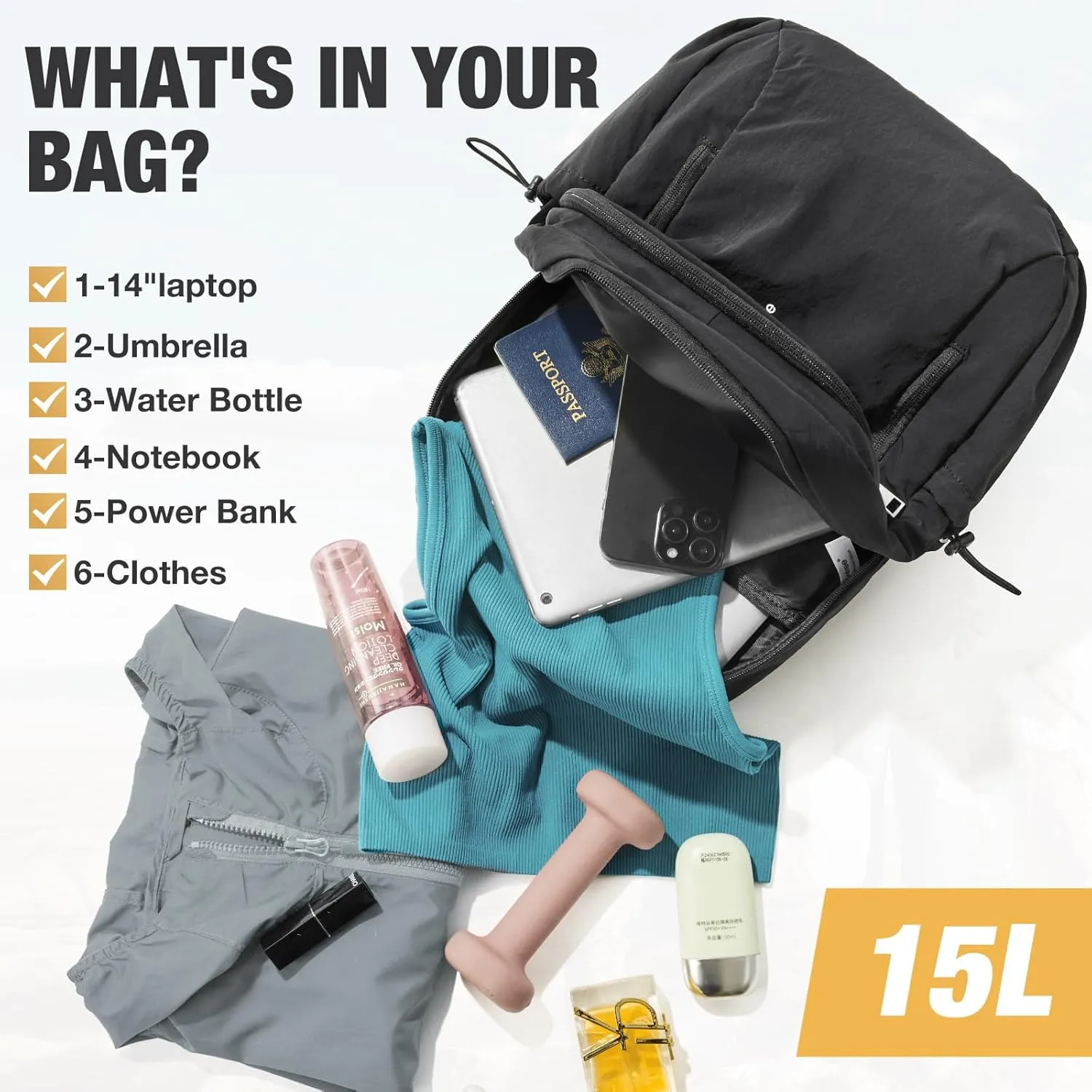 G4Free 15L Hiking Backpack Lightweight Water Resistant Daypack with Adjustable Chest Strap, School College Backpack sold by G4free product image thumbnail 5