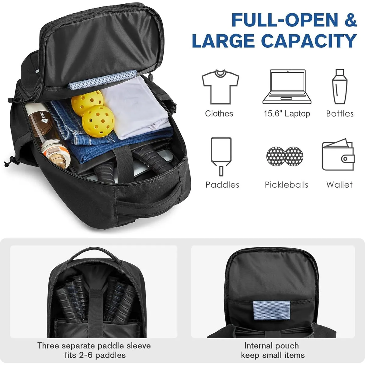 G4Free Pickleball Bag Fits 2 to 6 Paddles, Large Pickleball Backpack with Fence Hook sold by G4free product image thumbnail 2