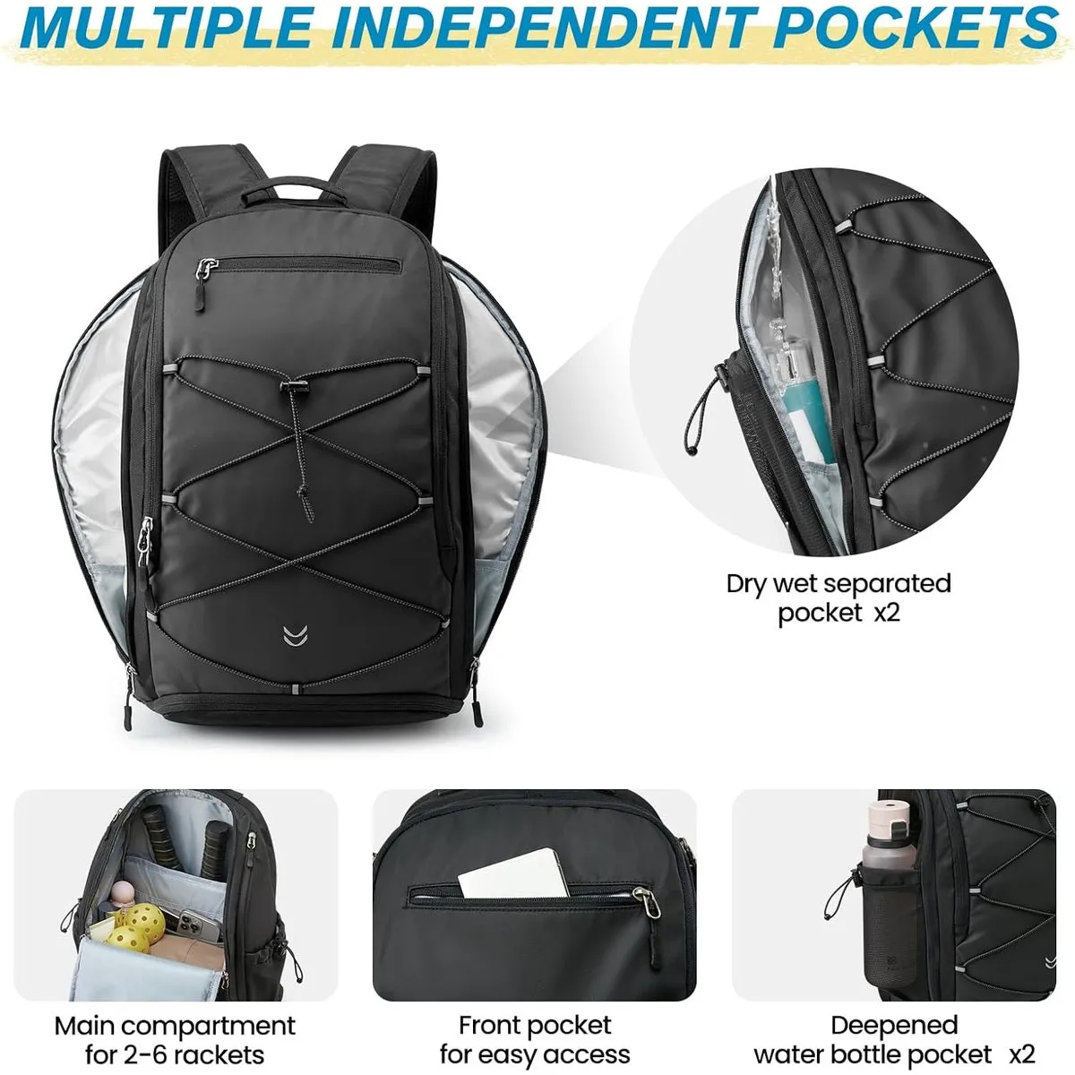 G4Free Pickleball Bag Pickleball Backpack School Backpack for Teens Bookbag for College Student with Fence Hook Laptop Compartment sold by G4free product image thumbnail 4