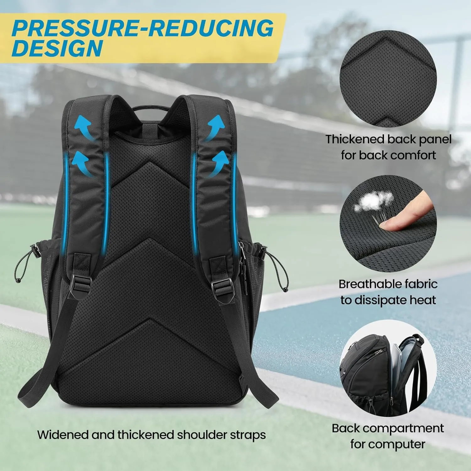 G4Free Pickleball Bag Pickleball Backpack School Backpack for Teens Bookbag for College Student with Fence Hook Laptop Compartment sold by G4free product image thumbnail 5