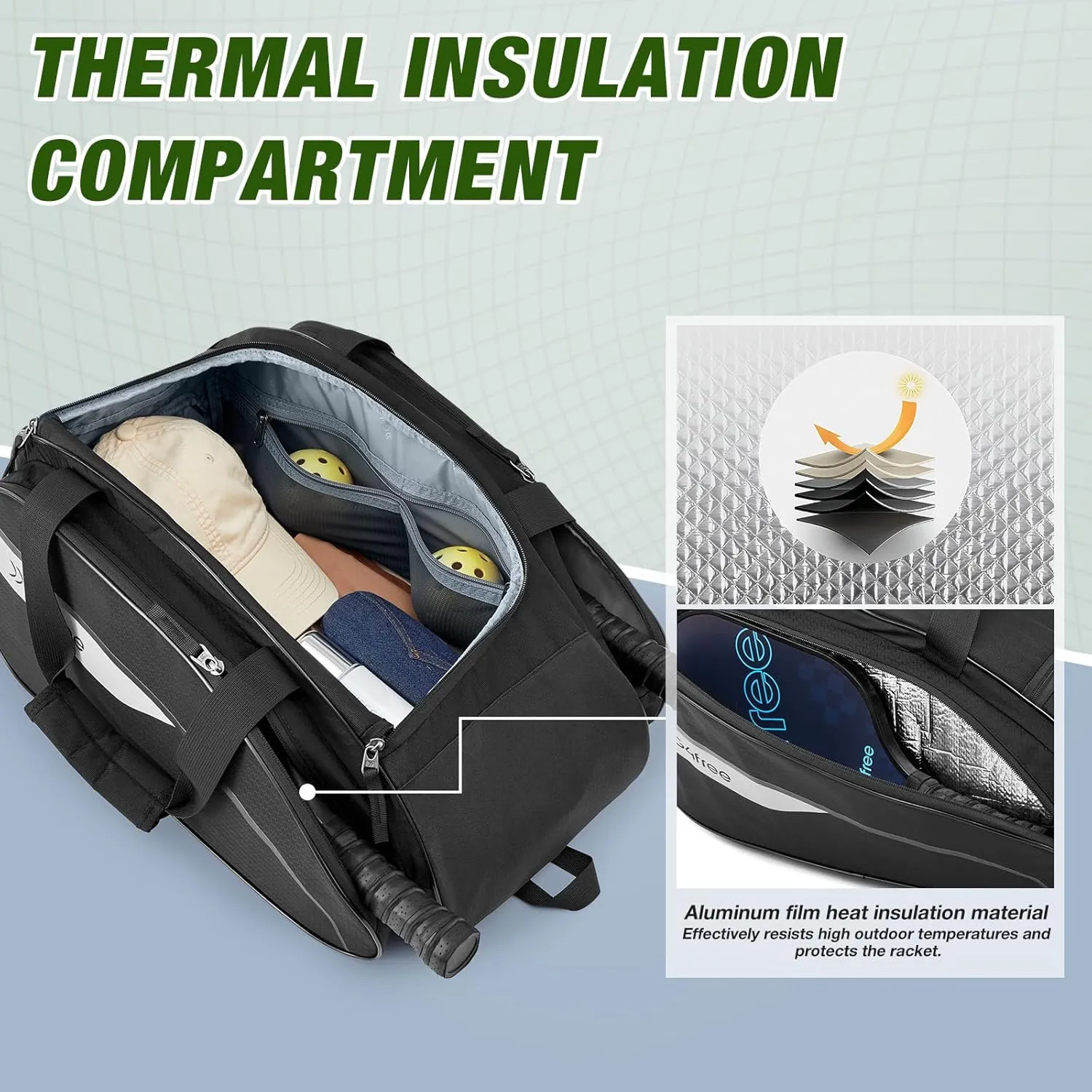 G4Free 2-in-1 Pickleball Bag Pickleball Backpack Pickle Ball Bag Holds 4+ Paddles with Fence Hook Thermal Insulation Compartment sold by G4free product image thumbnail 2