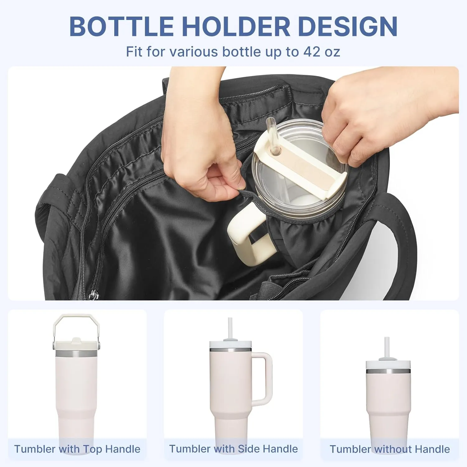 G4Free Tote Bag, Puffer Casual Shoulder Bag with Cup Holder and Laptop Compartment sold by G4free product image thumbnail 2