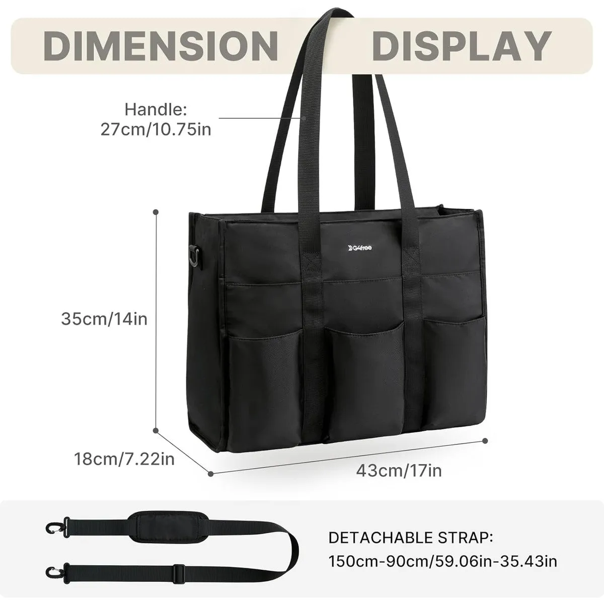 G4Free Tote Bag, Multi-Compartment Large Capacity Work Bag with Zipper Top Handle, Shoulder Bag sold by G4free product image thumbnail 3