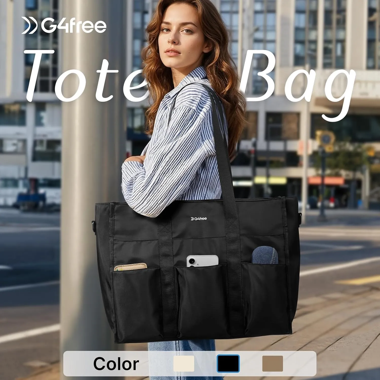 G4Free Tote Bag, Multi-Compartment Large Capacity Work Bag with Zipper Top Handle, Shoulder Bag sold by G4free product image thumbnail 2