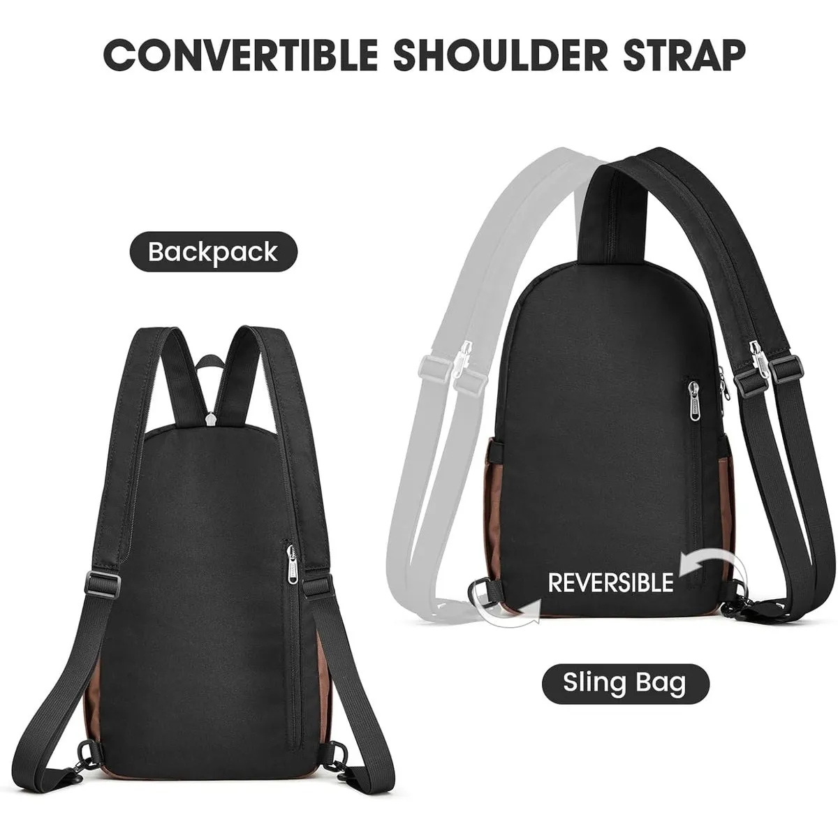 G4Free Sling Bag Crossbody Backpack Small Convertible Crossbody Bag Sling Backpack for Travel with RFID Pocket sold by G4free product image thumbnail 3