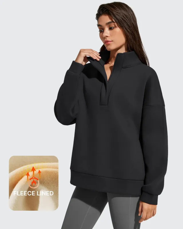 Flurrylux Fleece Lined Half Zip Oversized Sweatshirts sold by G4free