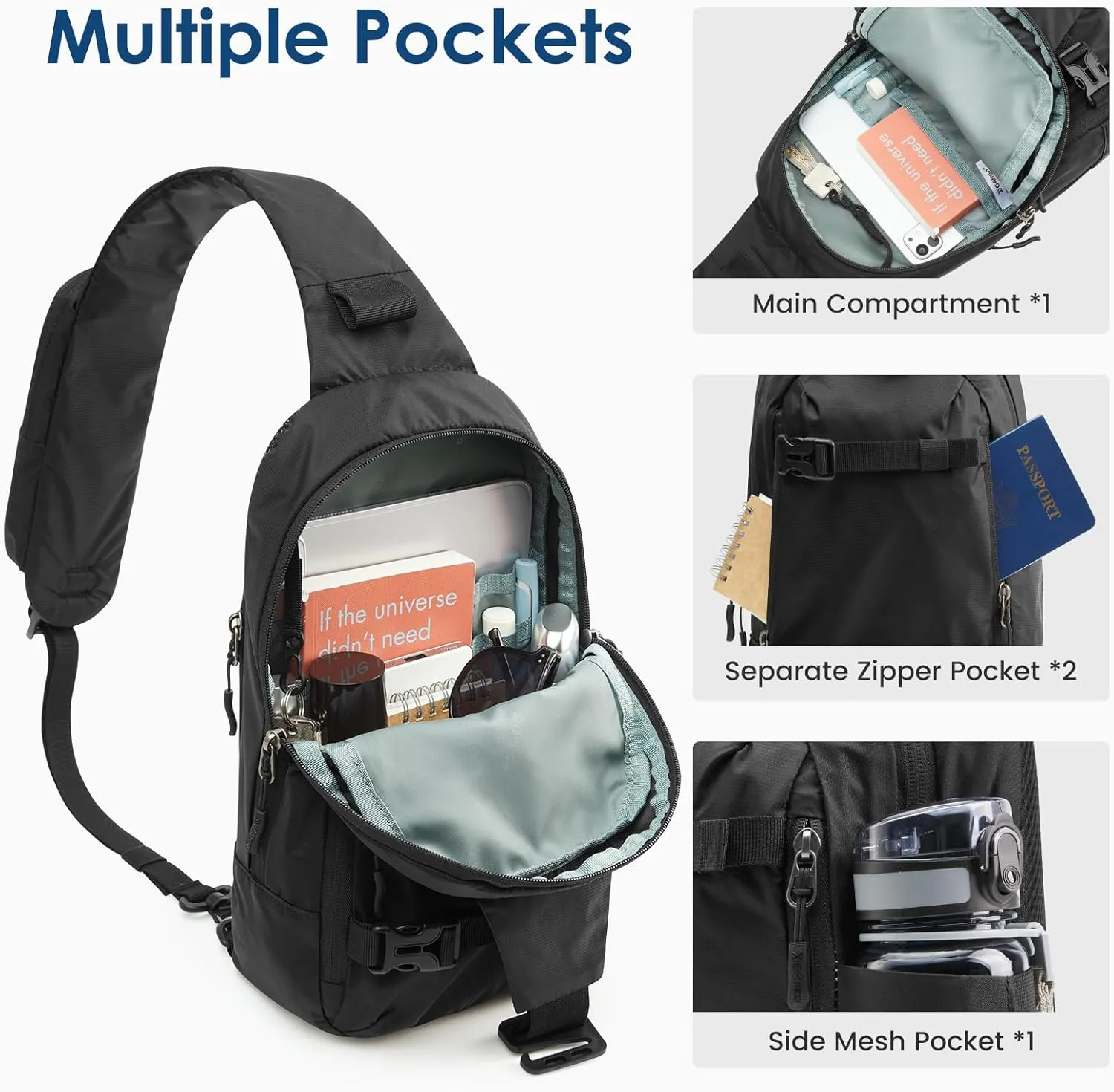 G4Free Recycled Sling Bag for Men Travel Anti-Theft Crossbody with RFID Blocking sold by G4free product image thumbnail 2