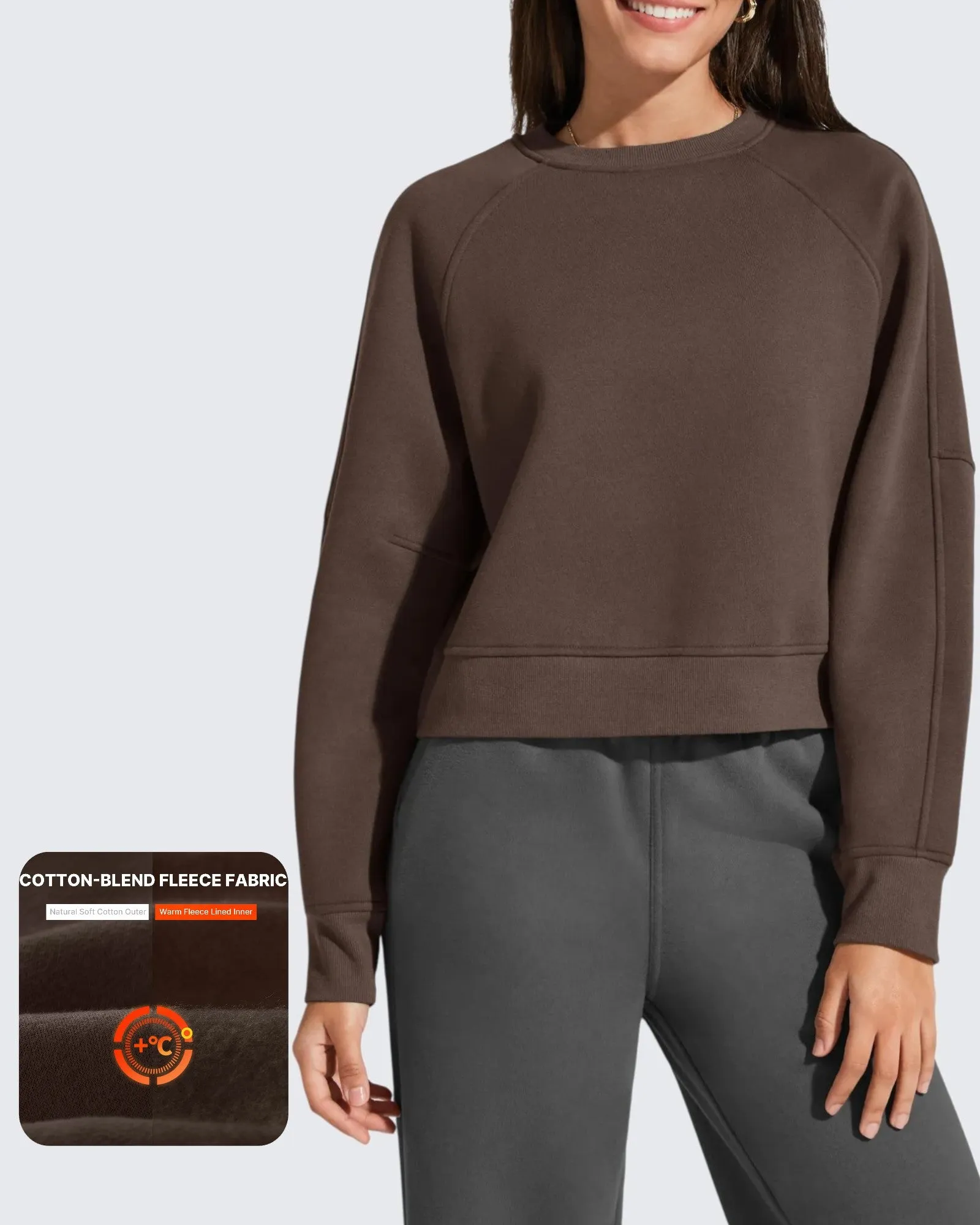 Flurrylux Cropped Crewneck Fleece Lined Pullover Sweatshirts sold by G4free