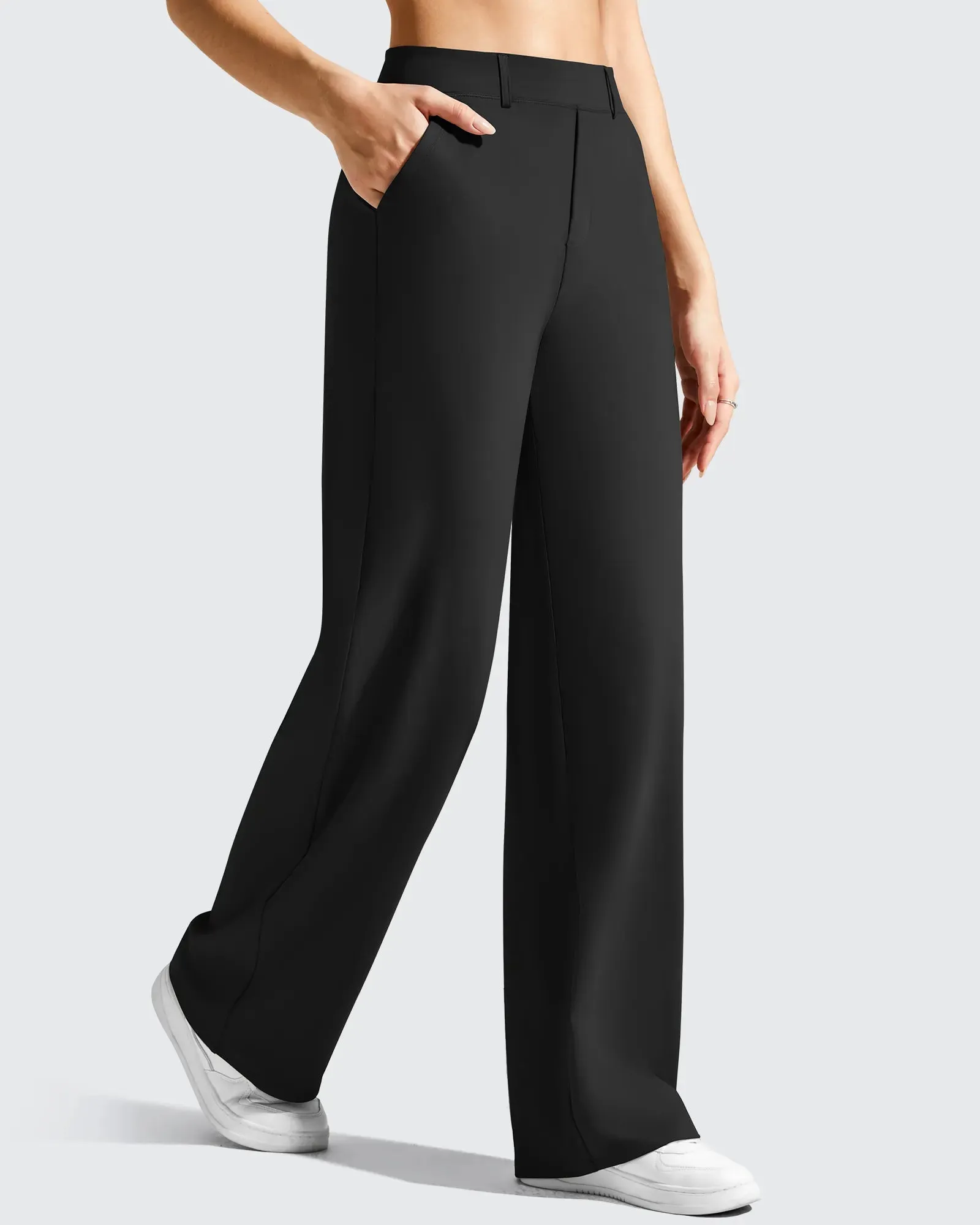 EverGoing Wide Leg Belt Loops High-Waist Dress Pants sold by G4free