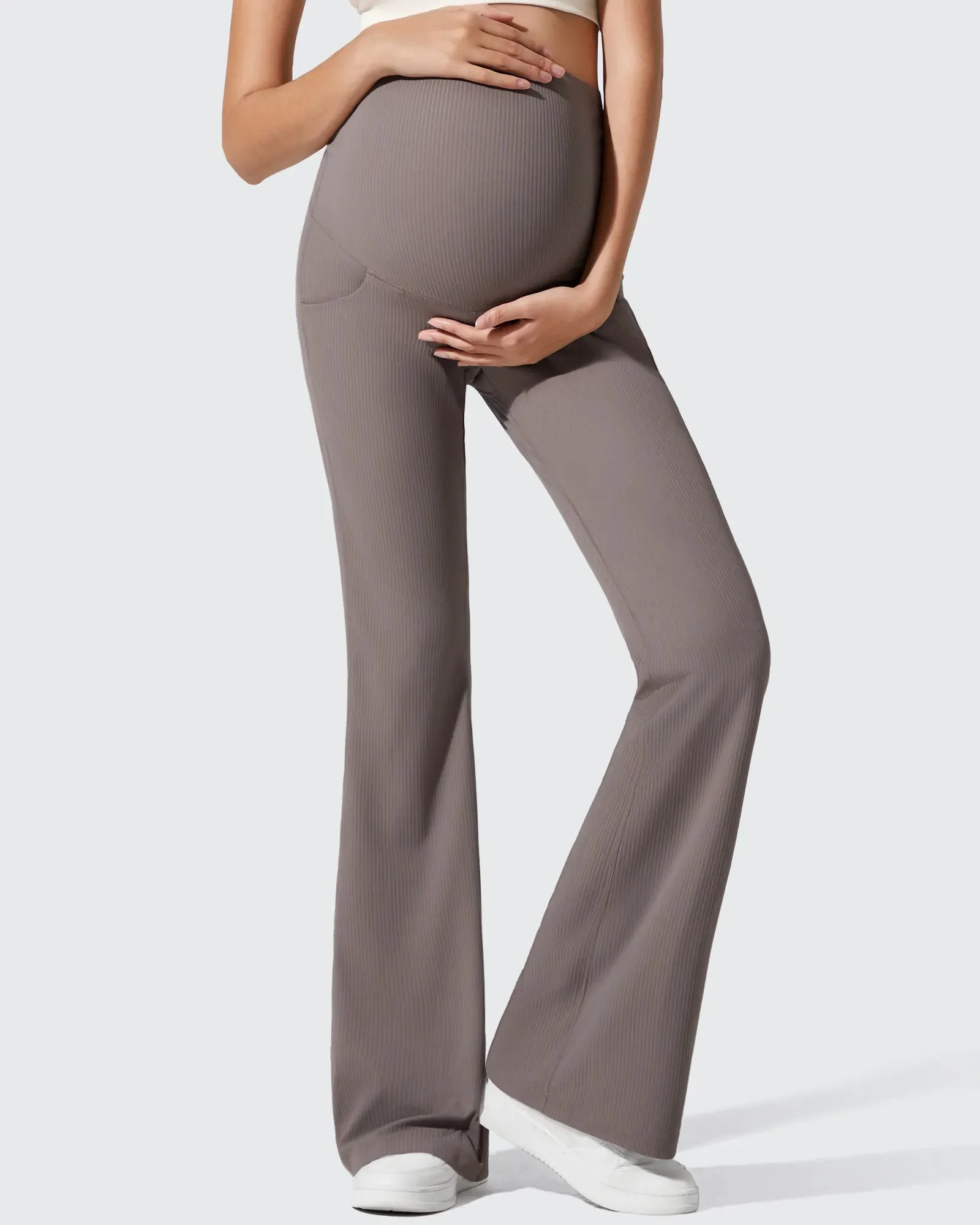 Ribbed Maternity Flare Yoga Pants with Pockets sold by G4free product image thumbnail 5