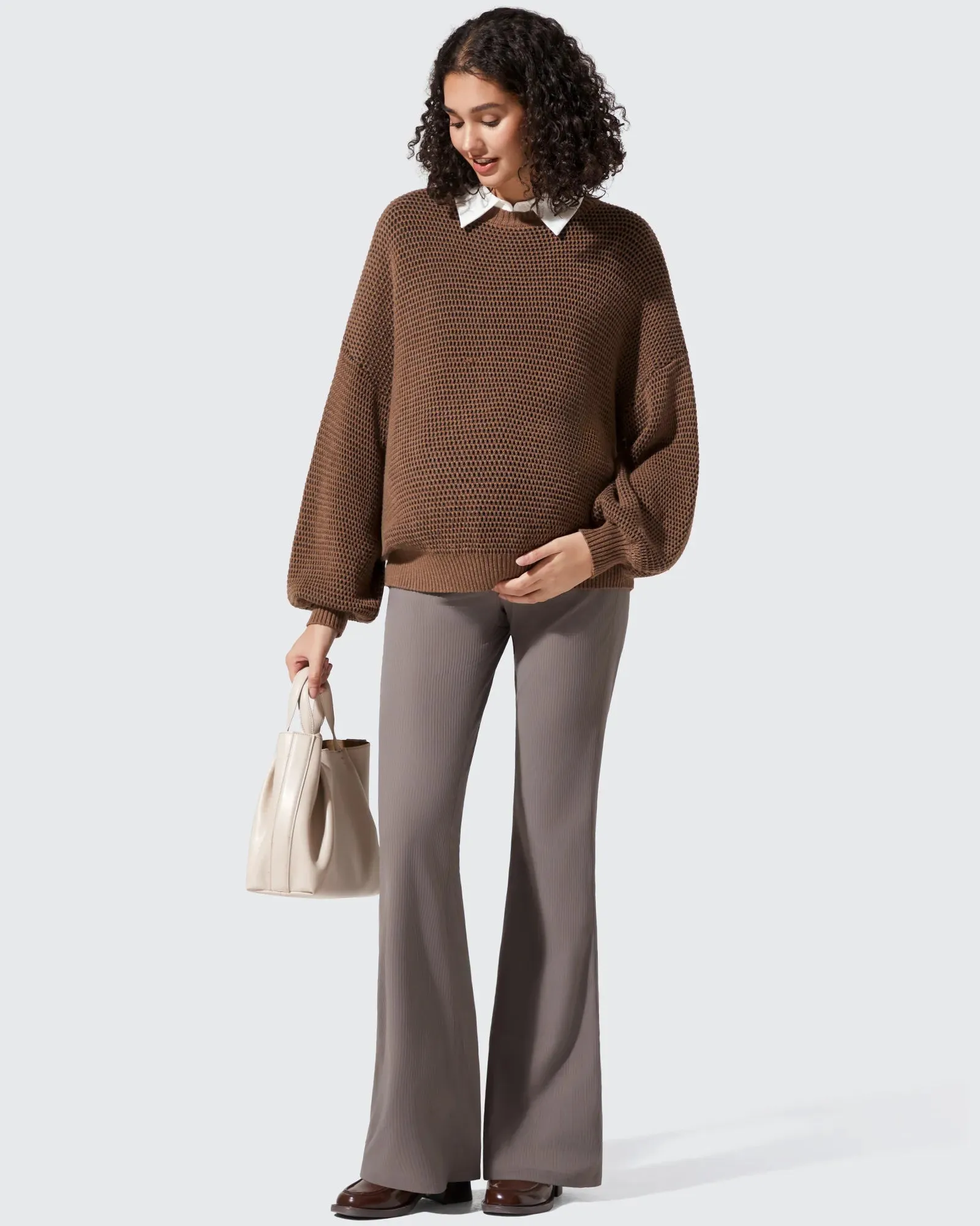 Ribbed Maternity Flare Yoga Pants with Pockets sold by G4free product image thumbnail 3