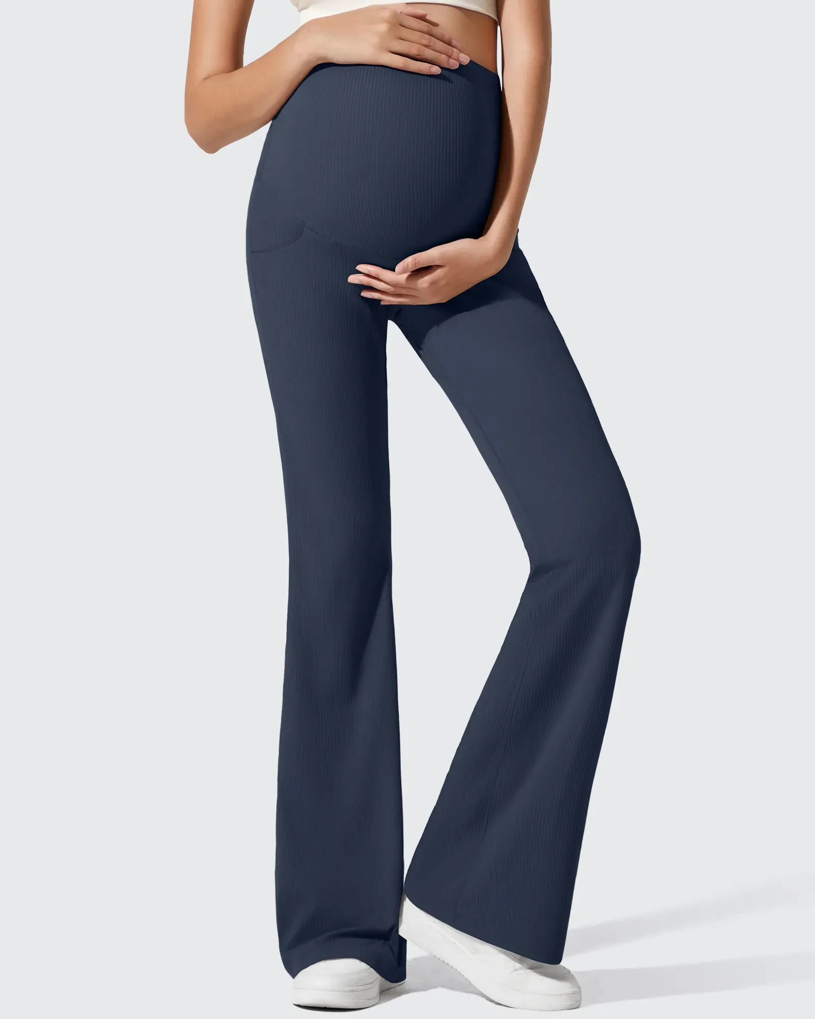 Ribbed Maternity Flare Yoga Pants with Pockets sold by G4free product image thumbnail 4