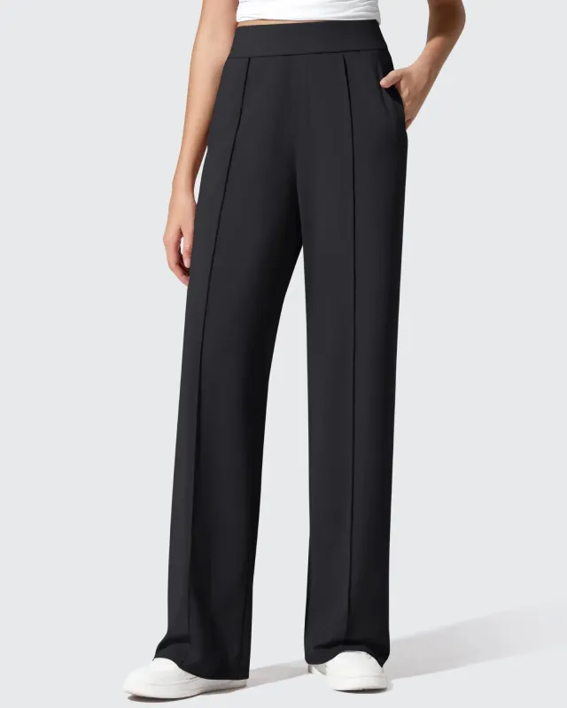 ShiftReady Pockets Elastic Band Wide Leg Work Pants made by G4free