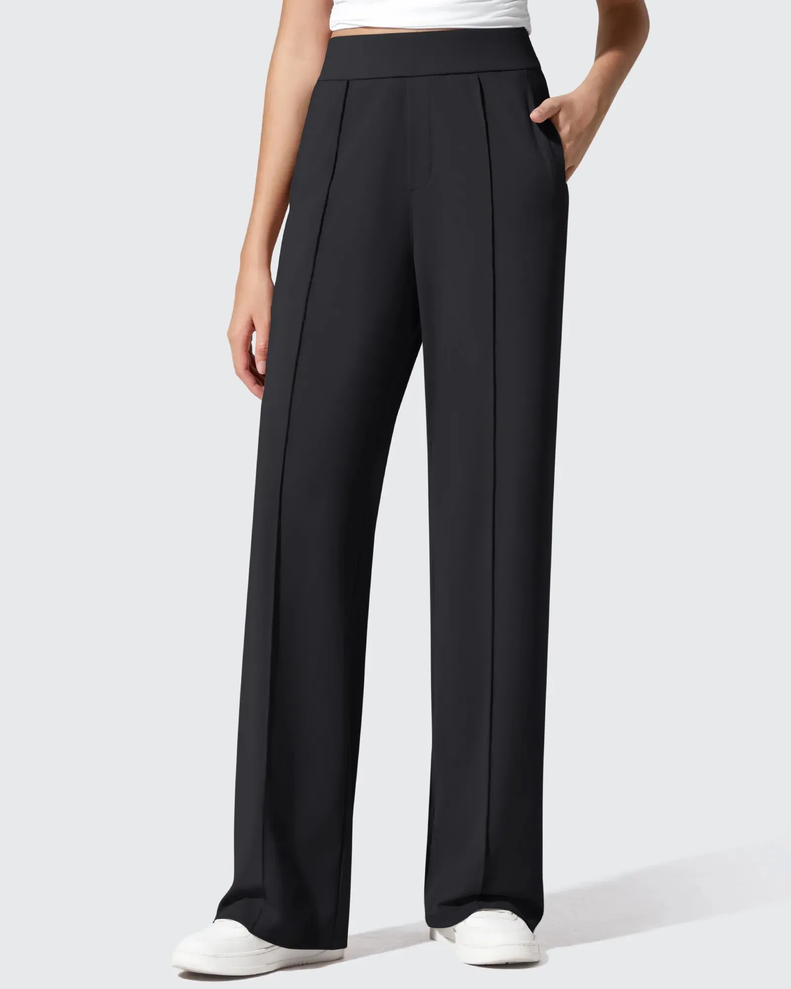 ShiftReady Pockets Elastic Band Wide Leg Work Pants sold by G4free
