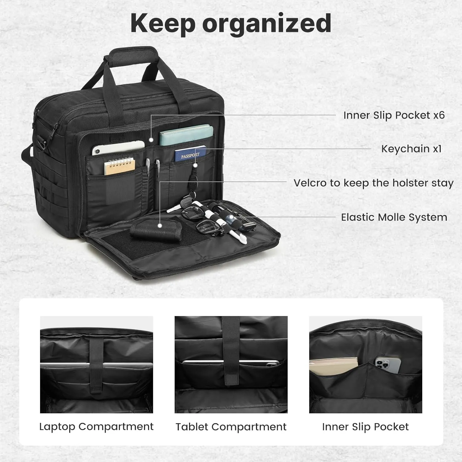 G4Free 17.3 Inch Laptop for Men, 3-in-1 Large Tactical Shoulder Bag sold by G4free product image thumbnail 4