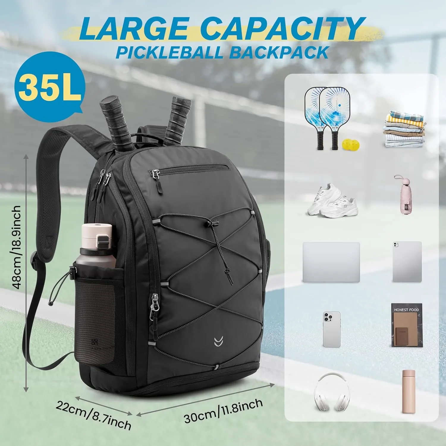G4Free Pickleball School Backpack with Fence Hook Laptop Compartment sold by G4free product image thumbnail 2