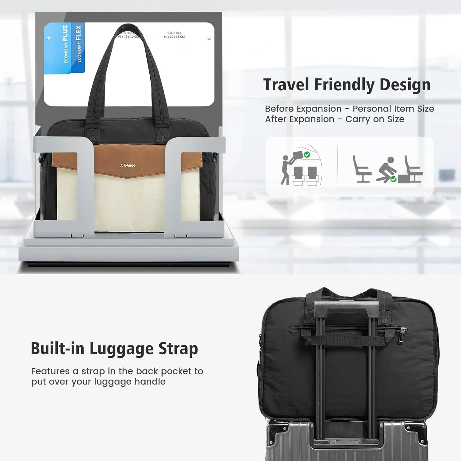 G4Free Expandable Duffle Bag, Carry On Bag TSA Airline Approved sold by G4free product image thumbnail 5