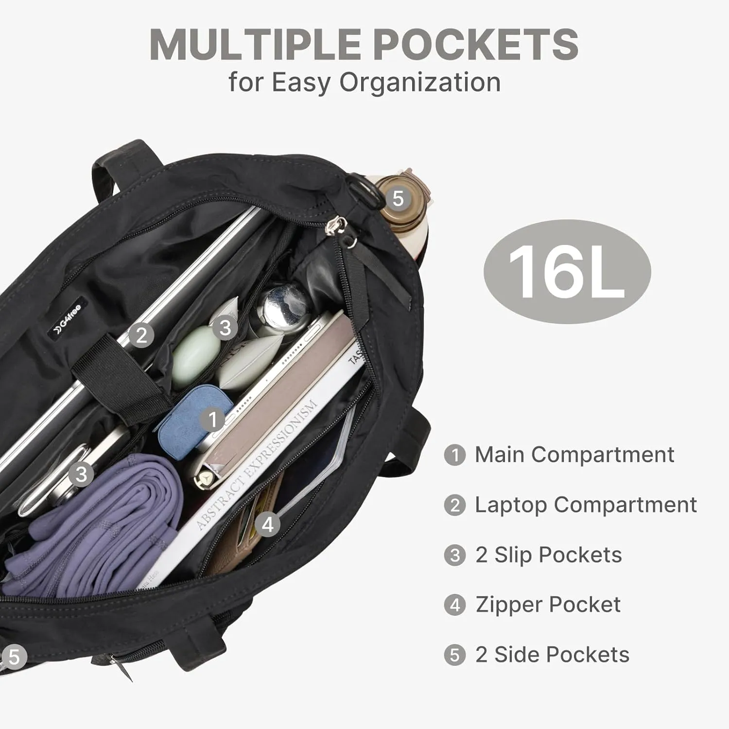 G4Free Tote Bag, Lightweight Work Bag with 15" Laptop Pocket sold by G4free product image thumbnail 2