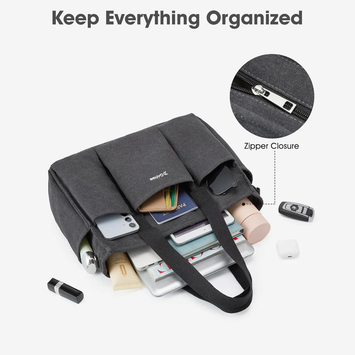 G4Free Canvas with Pockets, Medium Size Crossbody Work Tote Bag sold by G4free product image thumbnail 3