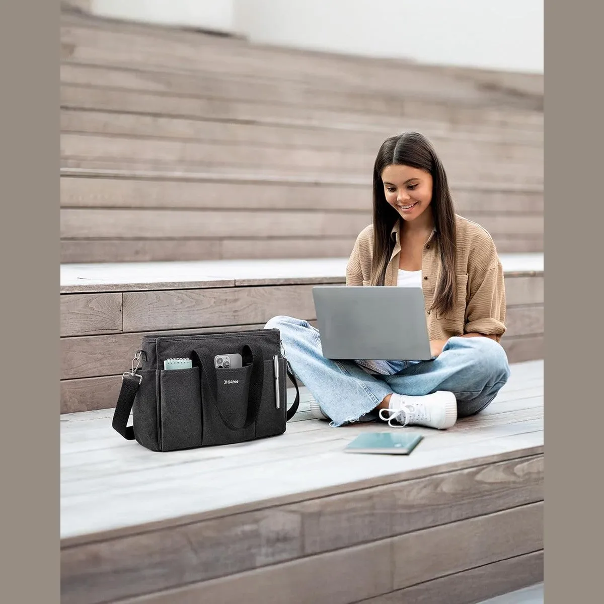 G4Free Canvas with Pockets, Medium Size Crossbody Work Tote Bag sold by G4free product image thumbnail 5