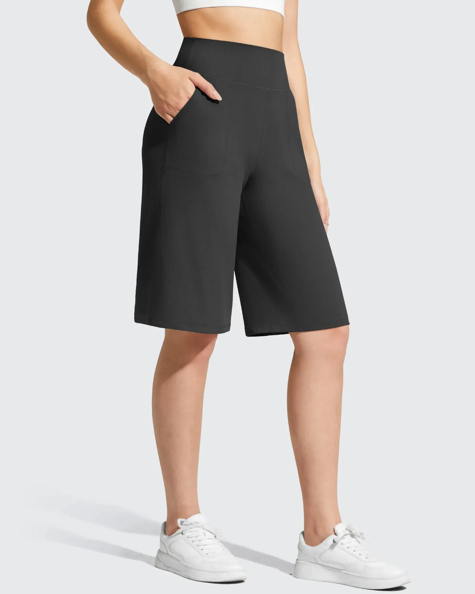 Ribbed Bermuda High-Waist Knee Length Shorts 11'' sold by G4free product image thumbnail 4