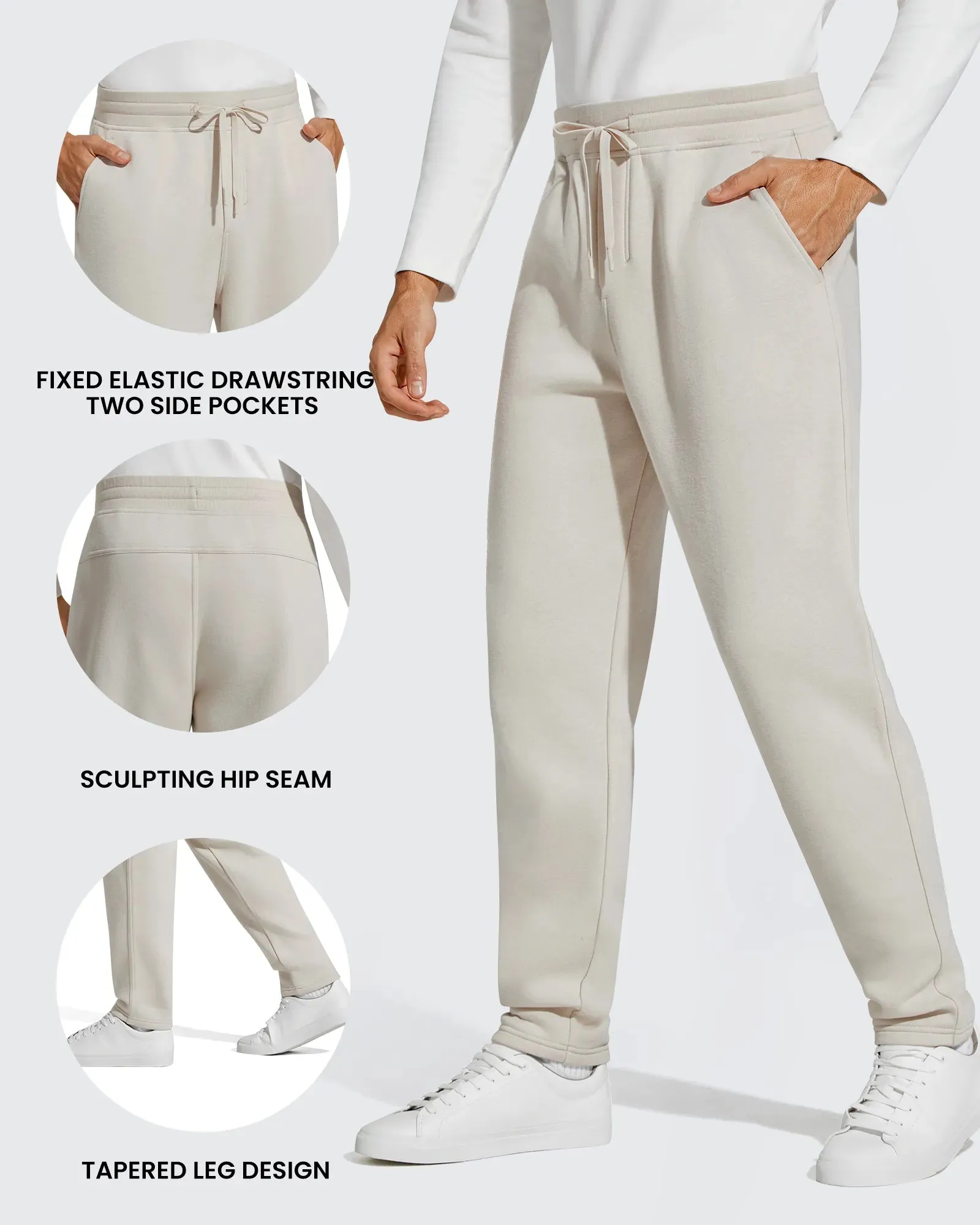 Flurrylux Men's Fleece-Lined Drawstring Cotton Straight Leg Pants sold by G4free product image thumbnail 4