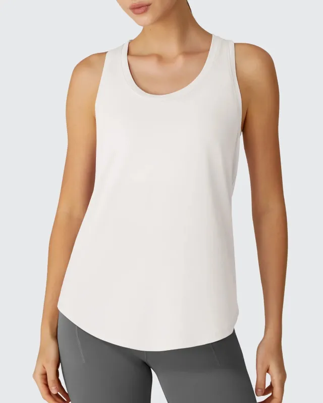 Racerback Hip Length Scoop Neck Muscle Tank Tops made by G4free