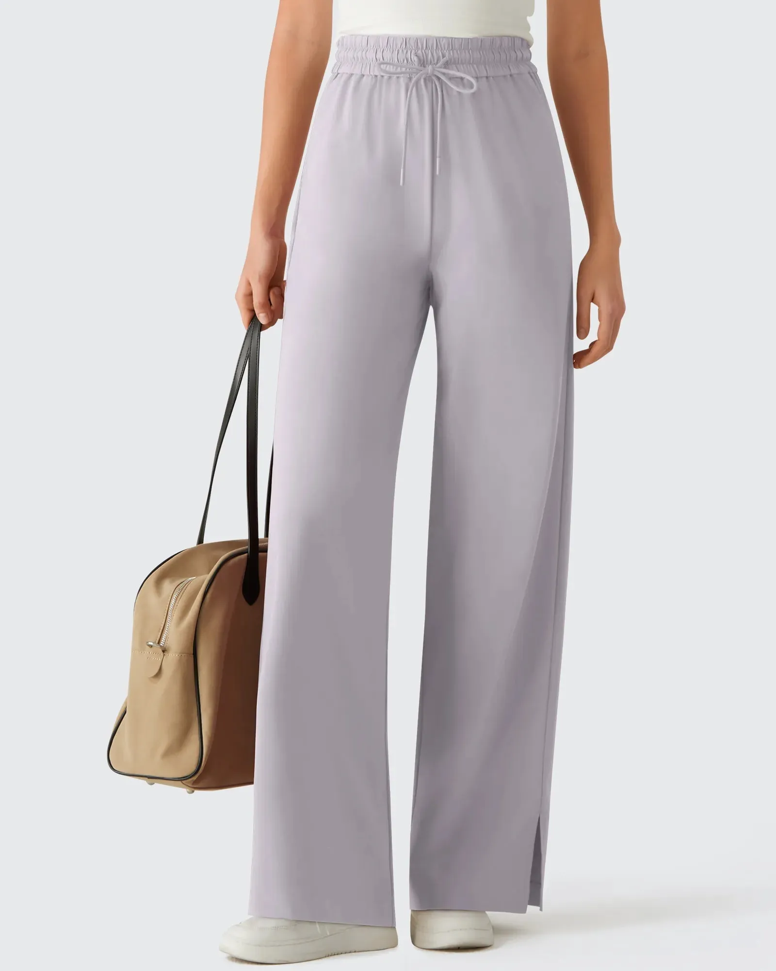Chillwhisp Drawstring Side Slit Flowy Palazzo Wide Leg Pants sold by G4free product image thumbnail 3