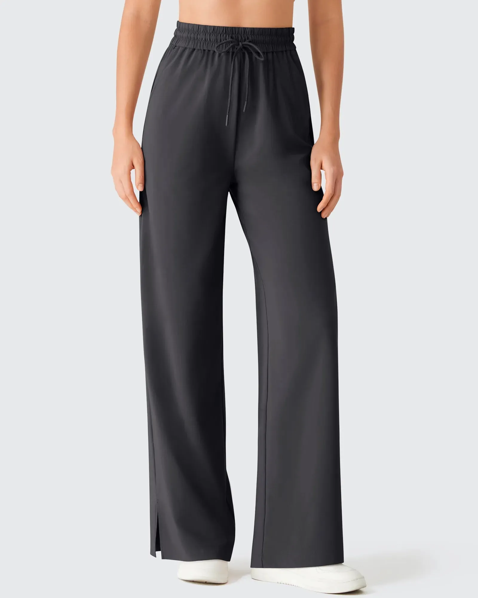 Chillwhisp Drawstring Side Slit Flowy Palazzo Wide Leg Pants sold by G4free product image thumbnail 5