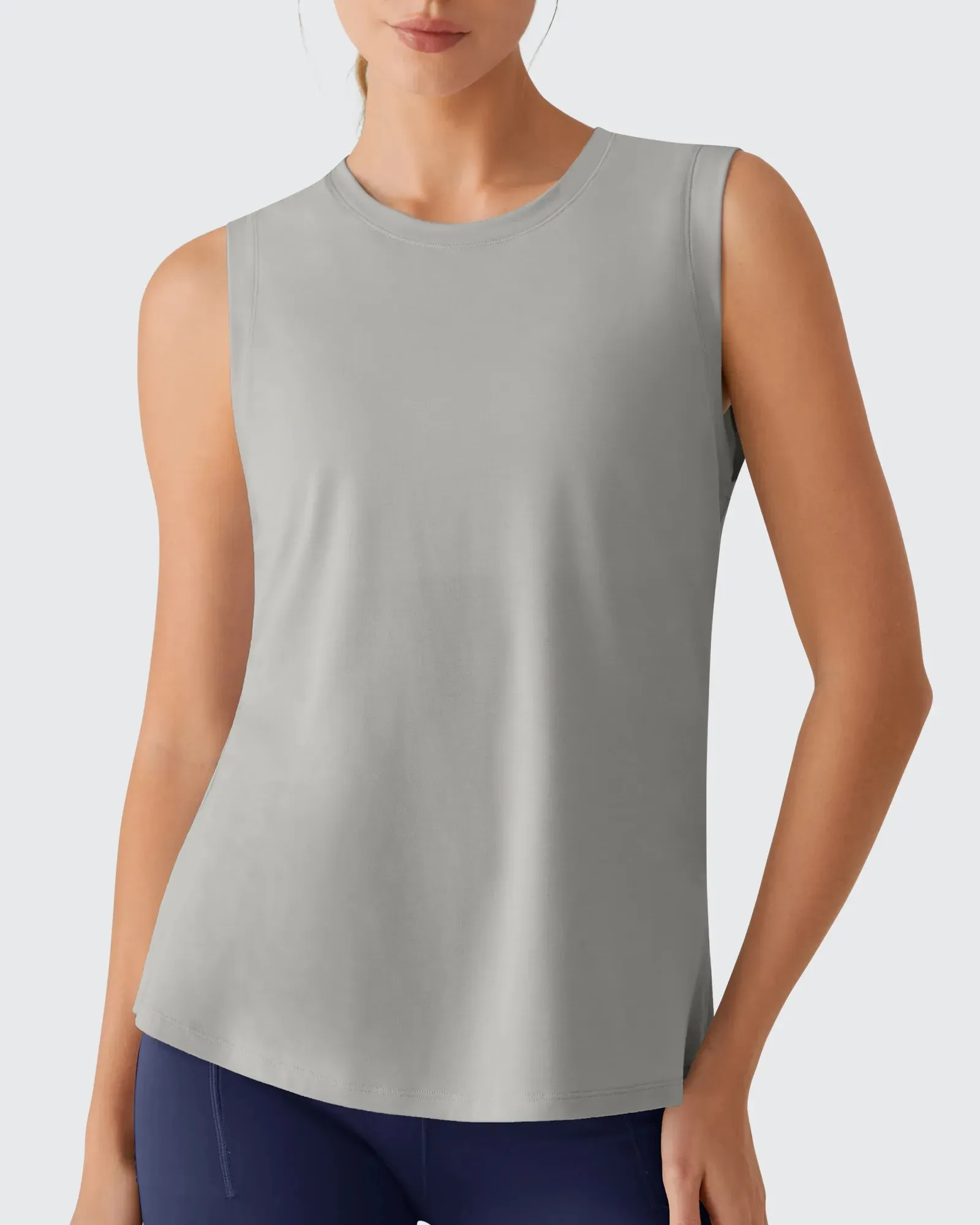 Side Slits Loose Fit High Neck Athletic Tanks sold by G4free product image thumbnail 3
