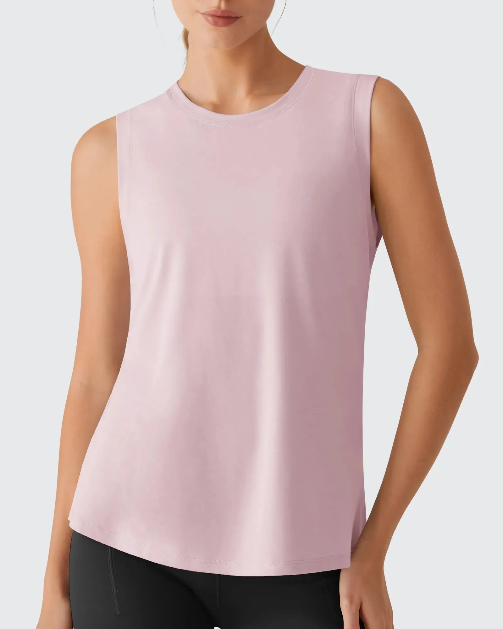 Side Slits Loose Fit High Neck Athletic Tanks sold by G4free product image thumbnail 4