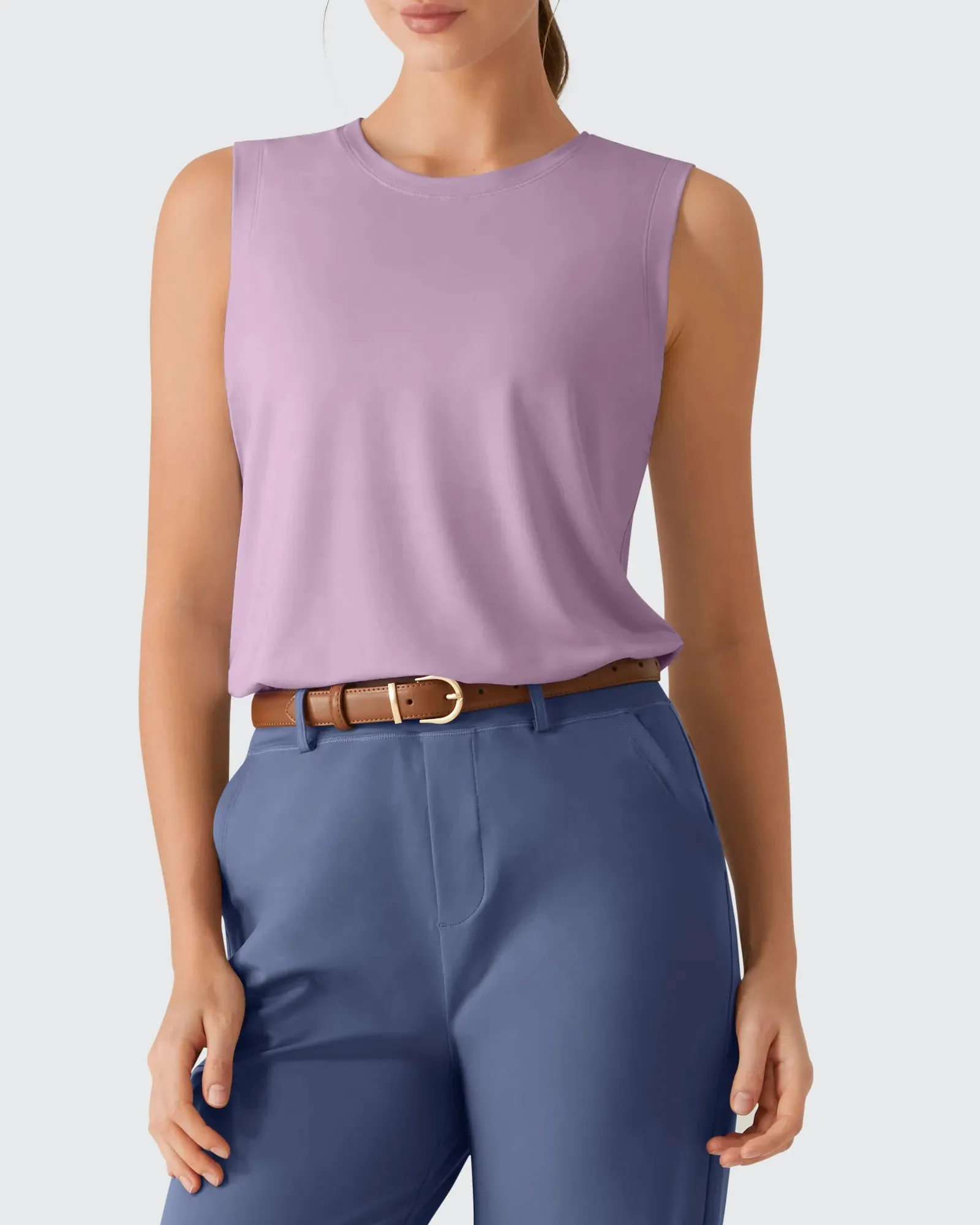 Side Slits Loose Fit High Neck Athletic Tanks sold by G4free