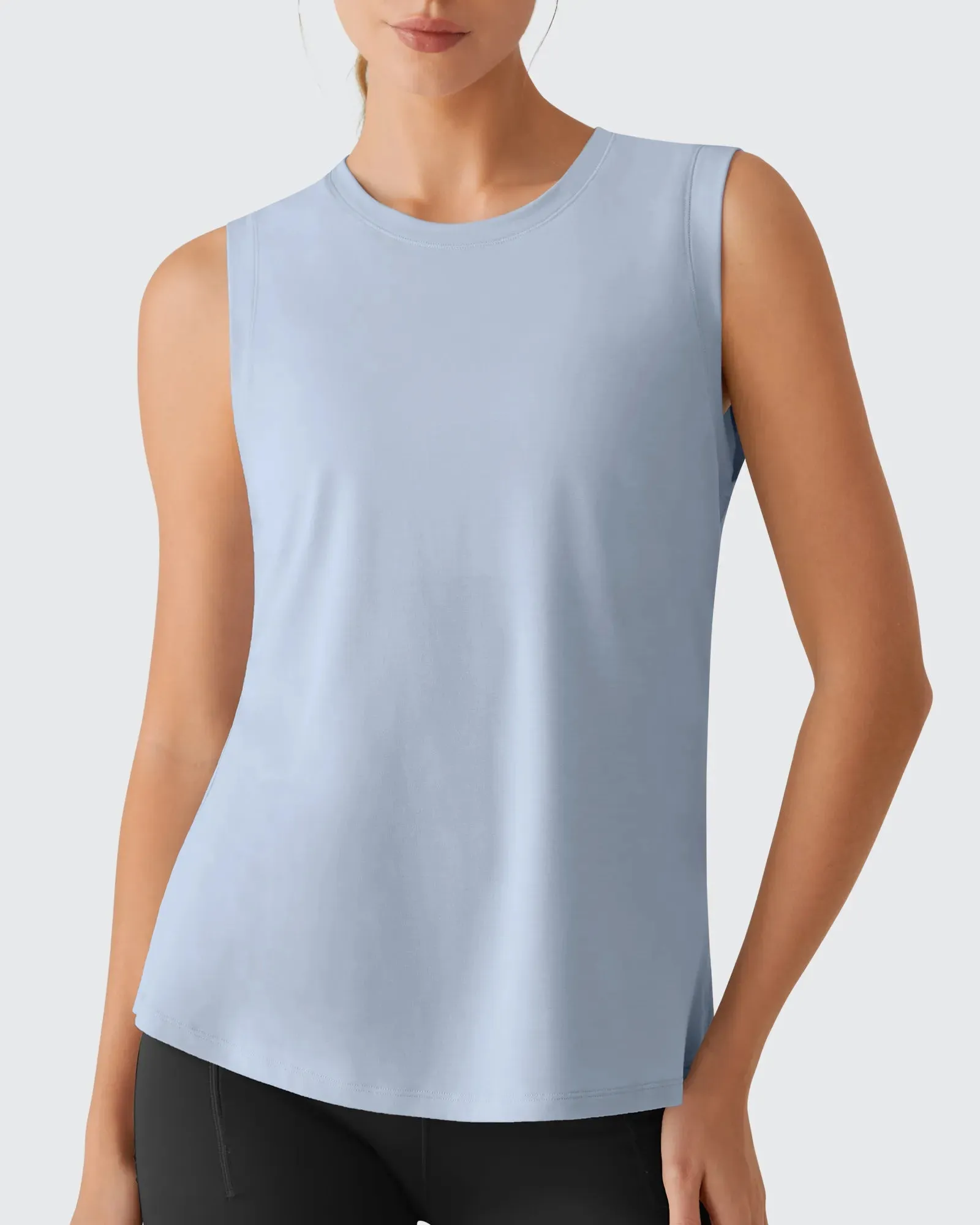 Side Slits Loose Fit High Neck Athletic Tanks sold by G4free product image thumbnail 5